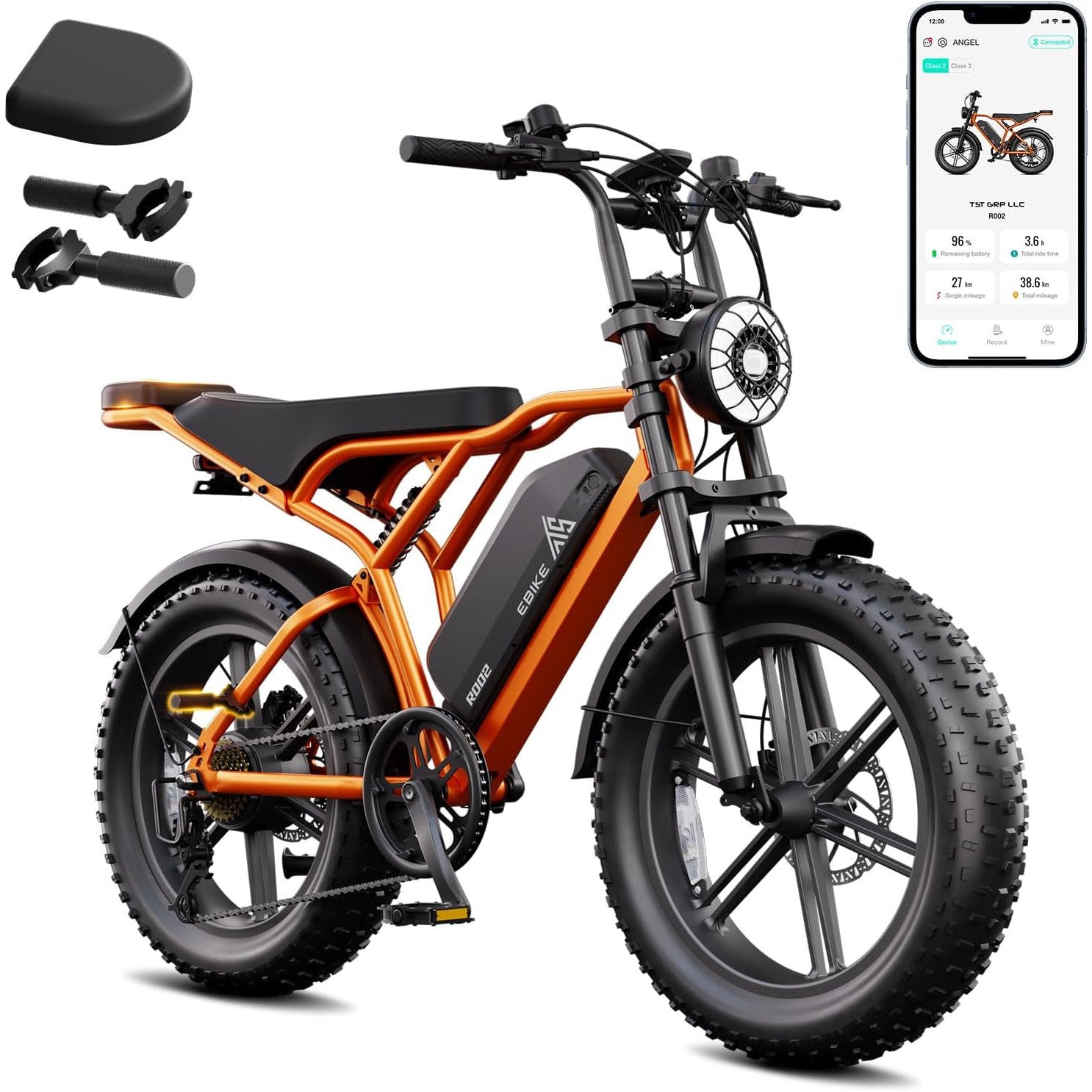 TST Electric Bike for Adults, 1500W Peak Motor 28 MPH 60/100 Miles Fat Tire Ebike with 48V 15Ah/25Ah Removable Battery, 20" Electric Dirt Bike Hydraulic Suspension and 7-Speed