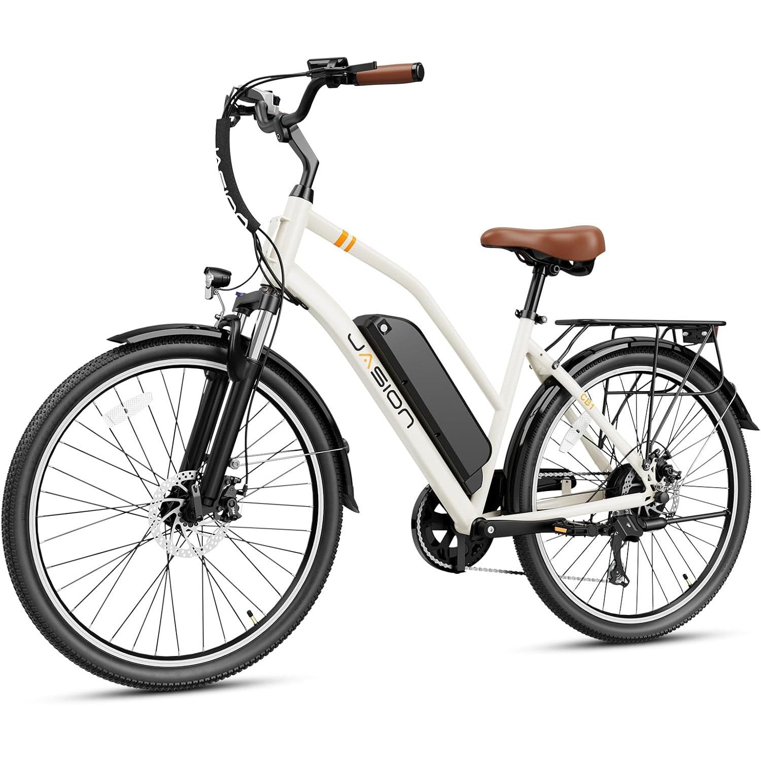 Jasion CB1 Electric Bike for Adults, 1000W Motor Peak Ebike, 450Wh Removeable Battery, 26'' City Cruiser Bicycle, 22 MPH Commuter Women Ebike, 7-Speed Gear