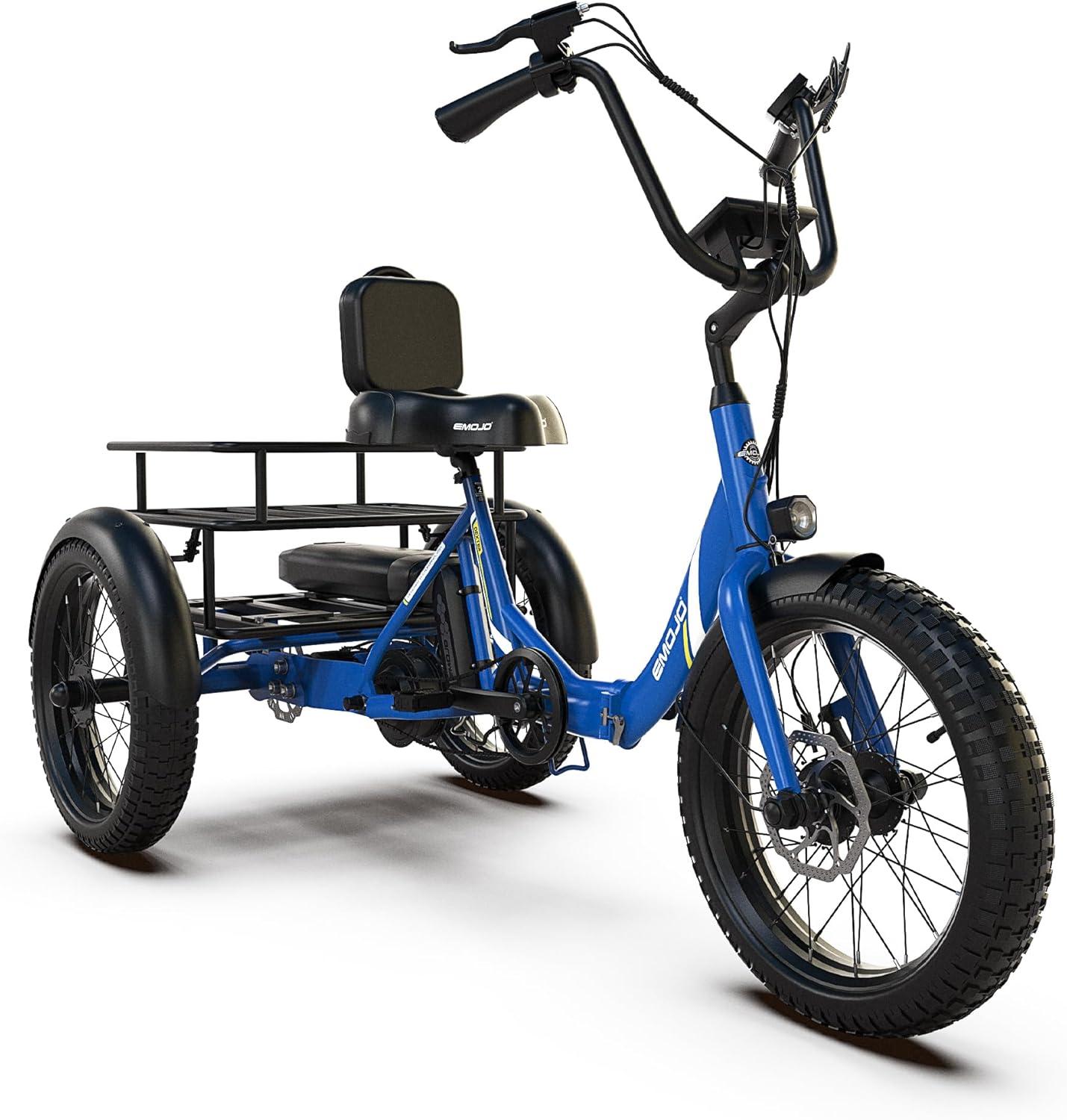 EMOJO Compact Foldable Electric Trike, Long Range 3 Wheels Electric Bicycle with 500W Motor, 48V 14Ah Battery, Built-in Differential