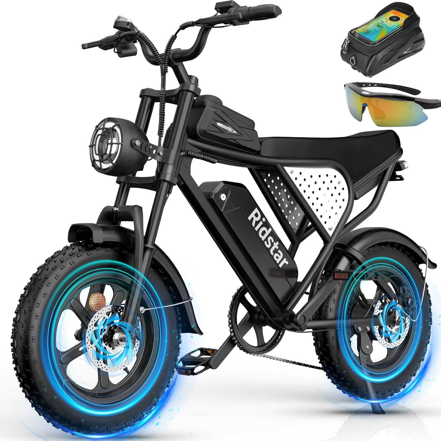 Electric Bike for Adults Q20, 2000/1500W, 37/30MPH,52V 40AH,48V/20AH E-Bike,30-180 Miles Electric Motorcycle, 20" Fat Tire Dirt Bike, UL2849 All Terrain for Mountains, Snow, Sand, Road