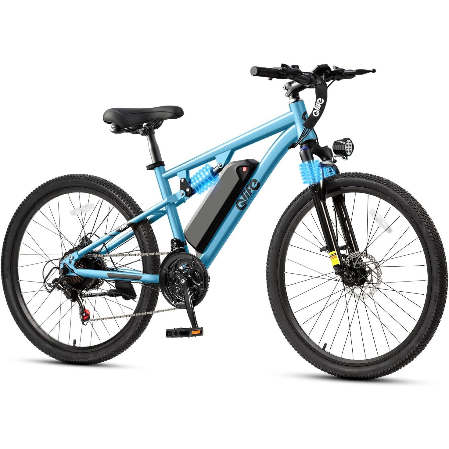 Qlife Racer Electric Bike for Adults - 21-Speed Mountain Lightweight Ebike with Peak 1000W/750W 25MPH/22MPH Brushless Motor, 375Wh Removable Battery, 26X2.1 Tire Step Over E-MTB, Up to 40 Miles