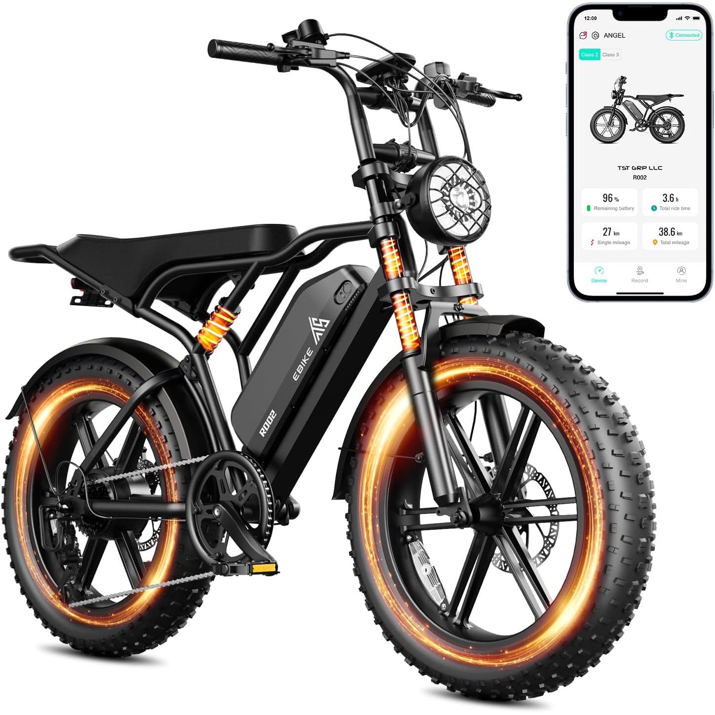 TST Electric Bike for Adults, 1500W Peak Motor 28 MPH 60/100 Miles Fat Tire Ebike with 48V 15Ah/25Ah Removable Battery, 20" Electric Dirt Bike Hydraulic Suspension and 7-Speed