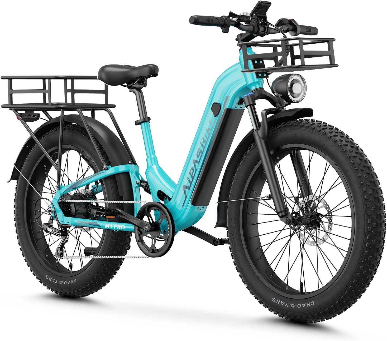 Aipas M1 Pro Electric Bike, 1800W Peak Motor Electric Bike for Adults, 48V 17.5Ah, 26'' x 4.0'' Fat Tire Electric Mountain Bike, Ebike with 85 Miles, 36MPH, 7 Speed 110Nm and Dual Suspension
