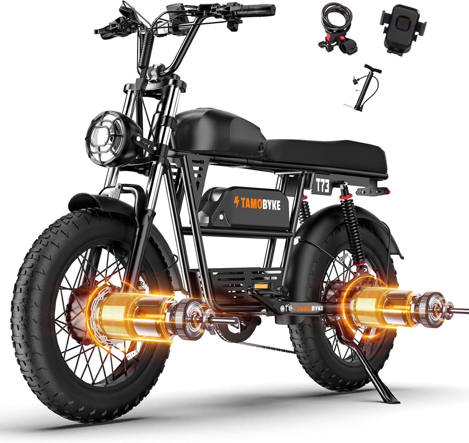 T73 Series Electric Bike for Adults,1000W/1500W/3000W Motor,30/33/37.5MPH 34-120 Miles,48V15.6/41.6 AH Electric Bikes,20 * 4 Fat Tire Ebike Hydraulic Brake Full Suspension Off-Road Riding