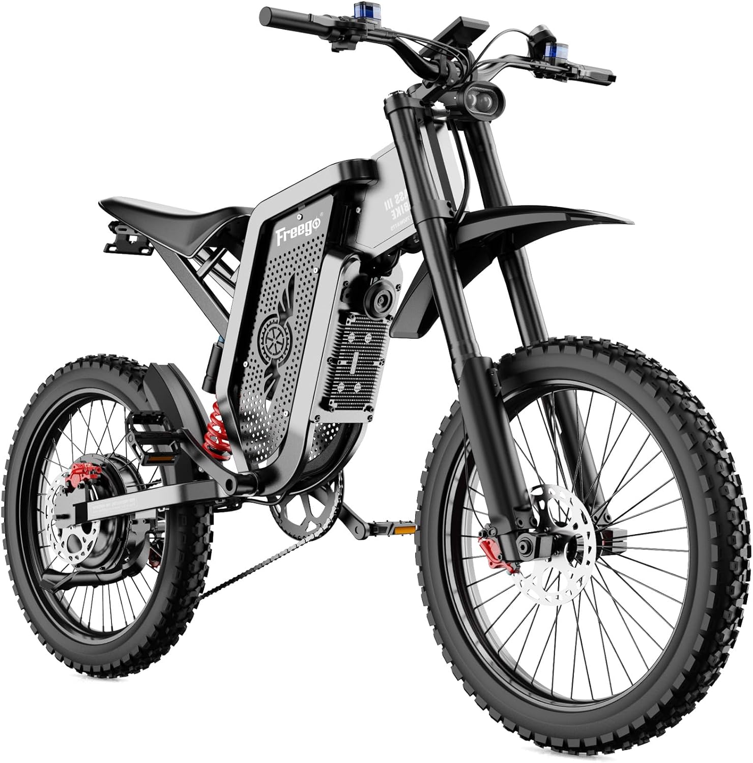 Freego X2 Electric Motorcycle for Adults, Electric Dirt Bike for Teen 6000W Motor 1800wh Removable Battery, 50Mph/7Speed Electric Mountain Bicycle, 19" x2" Tire Full Suspension Full Hydraulic Brake