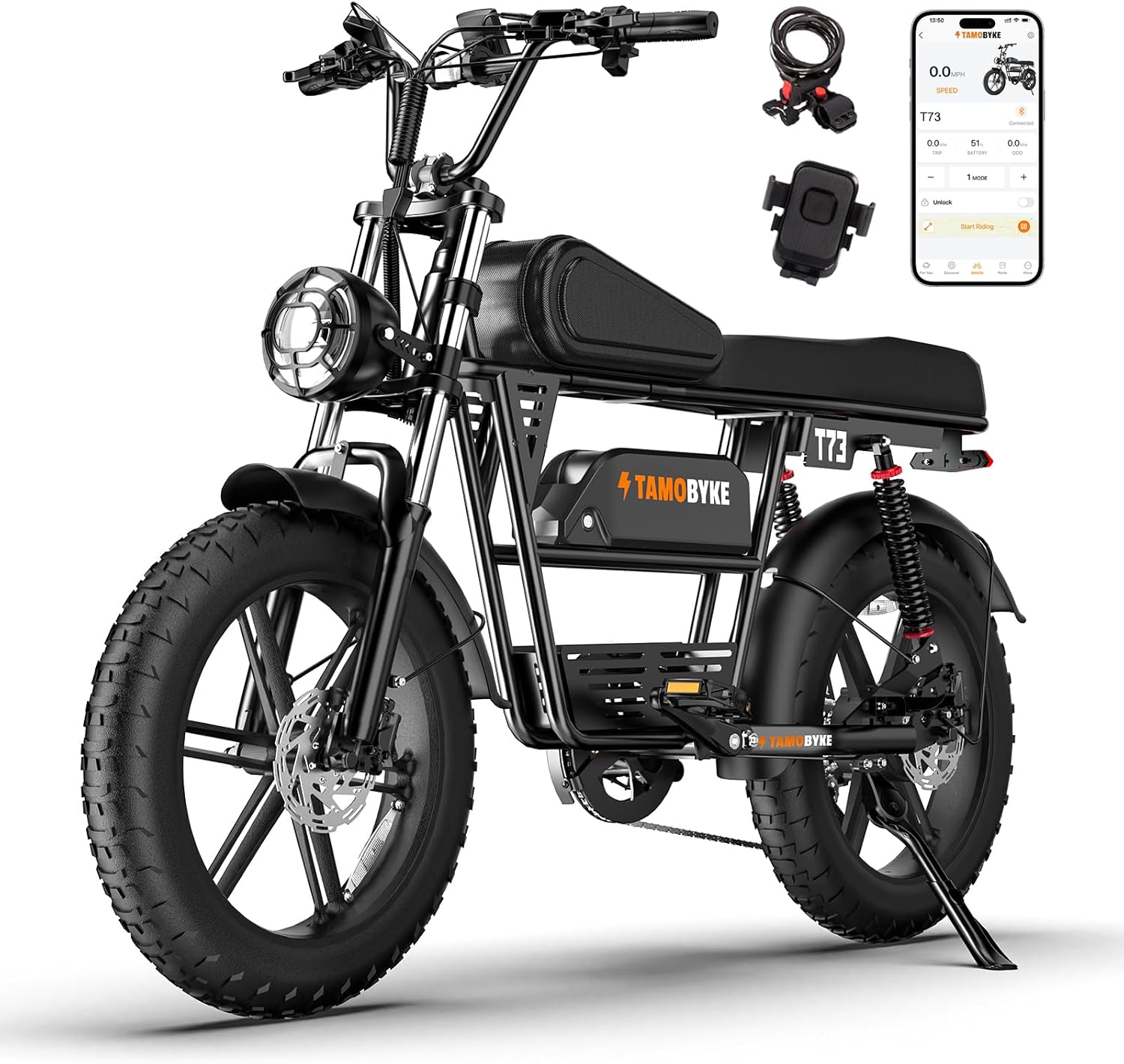 T73 Series Electric Bike for Adults,1000W/1500W/3000W Motor,30/33/37.5MPH 34-120 Miles,48V15.6/41.6 AH Electric Bikes,20 * 4 Fat Tire Ebike Hydraulic Brake Full Suspension Off-Road Riding