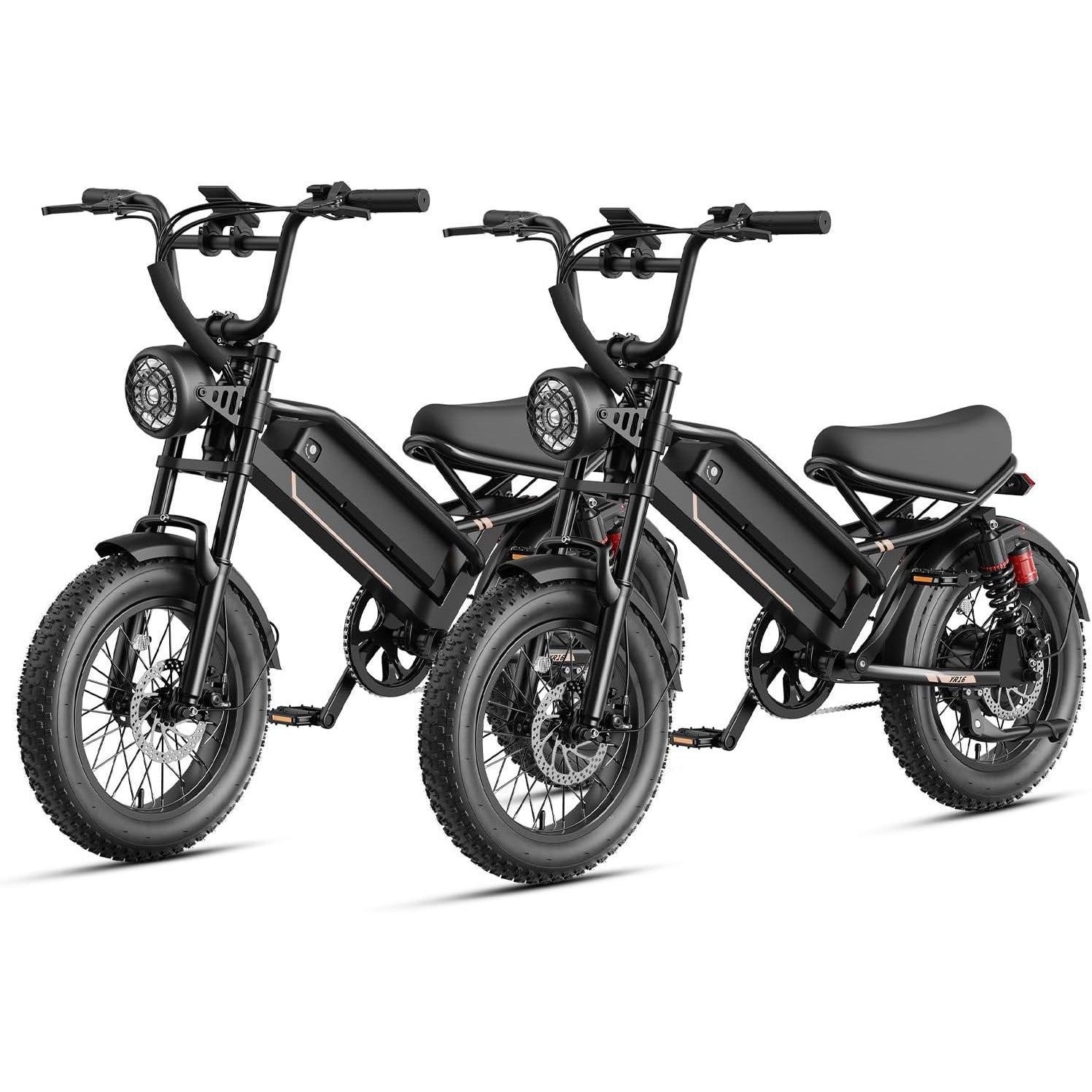 Jasion YR16 Electric Bike for Adults Teens, Peak 1000W Electric Bicycle, 48V 12.5AH Battery Dirt Bike with Dual Suspension & Cruise Control, 16" Fat Tire 55 Miles Moped EBike Fit Teenagers & Adults