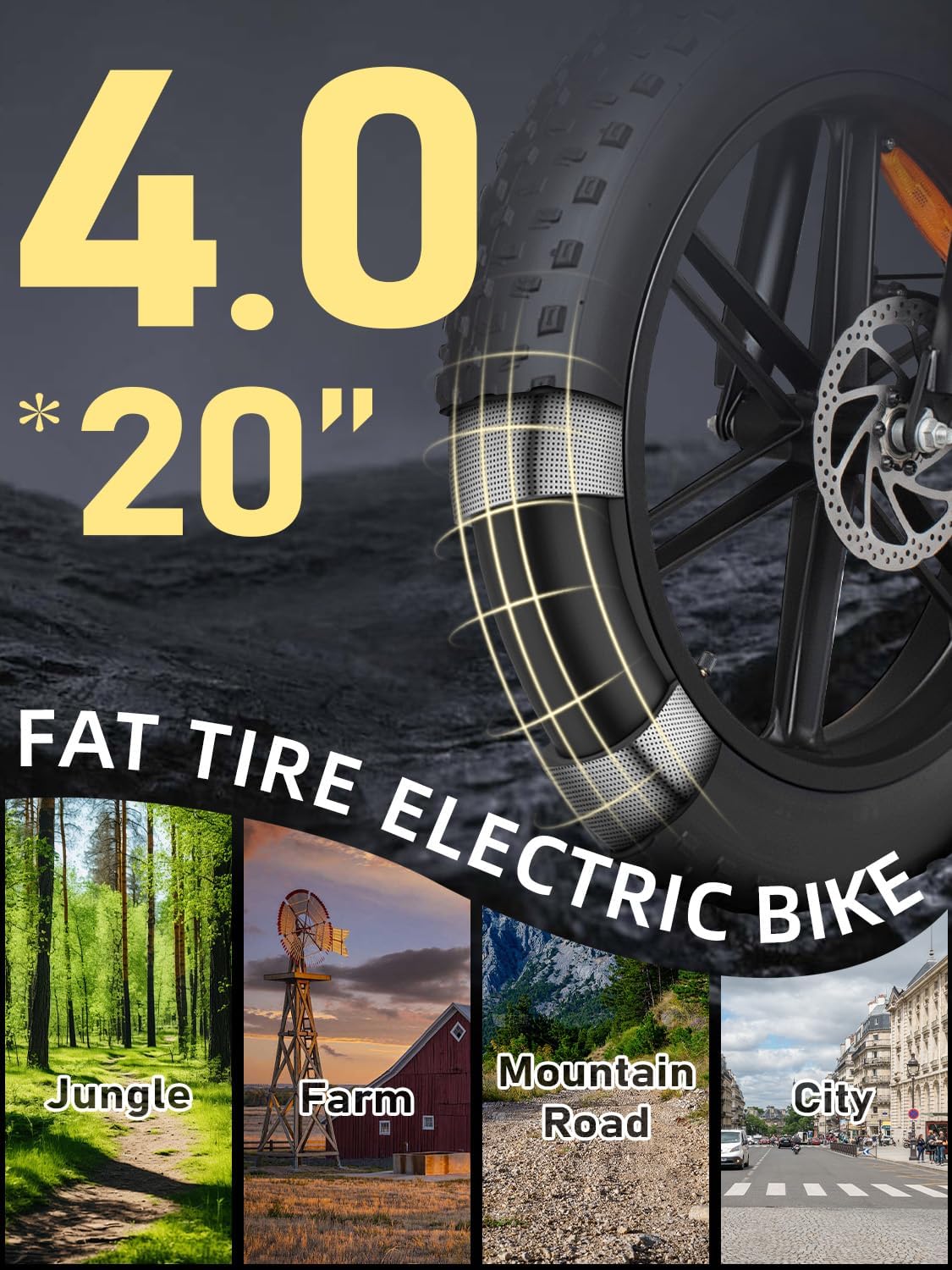 Electric Bike for Adults 1500W Peak 20" Fat Tire EBike,30-160 Miles 30MPH Dual Suspension Electric Motorcycle,48V 20/35/60AH Battery Powered Dirt Bike