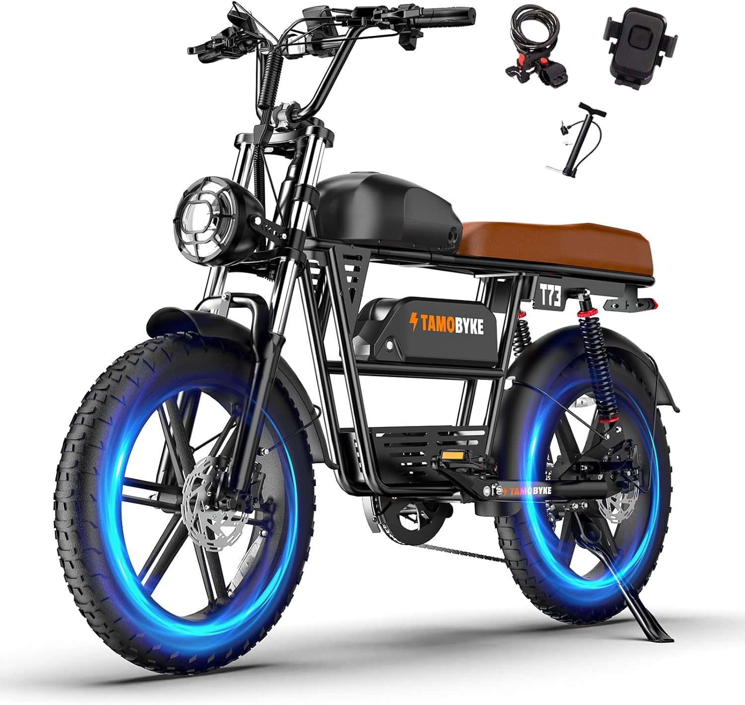 T73 Series Electric Bike for Adults,1000W/1500W/3000W Motor,30/33/37.5MPH 34-120 Miles,48V15.6/41.6 AH Electric Bikes,20 * 4 Fat Tire Ebike Hydraulic Brake Full Suspension Off-Road Riding