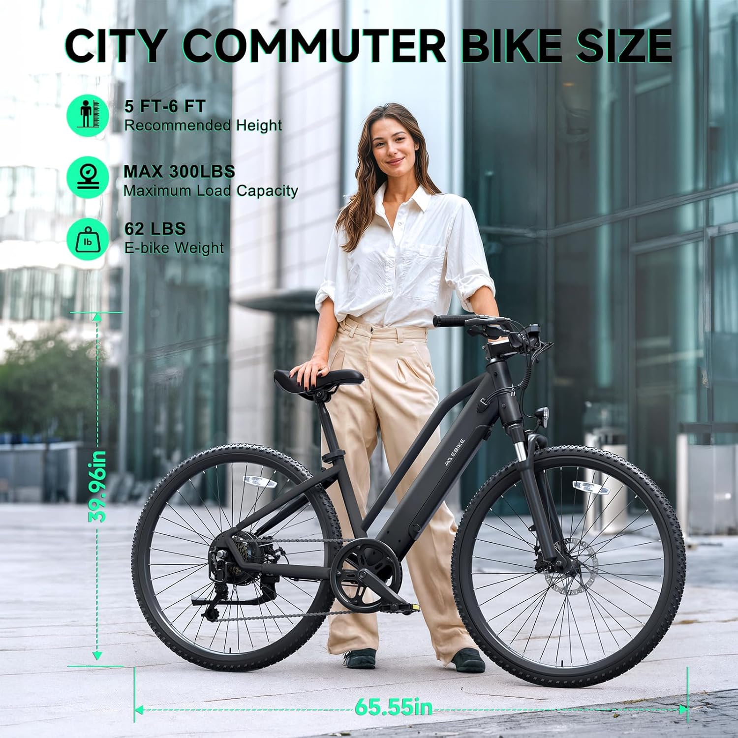 TST Electric Bike for Adults with Peak 750W Motor, 36V/7.8 Ah Removable Built-in Battery, 40Miles 25MPH City E Bike,7-Speed 26" Electric Bicycle for Commute