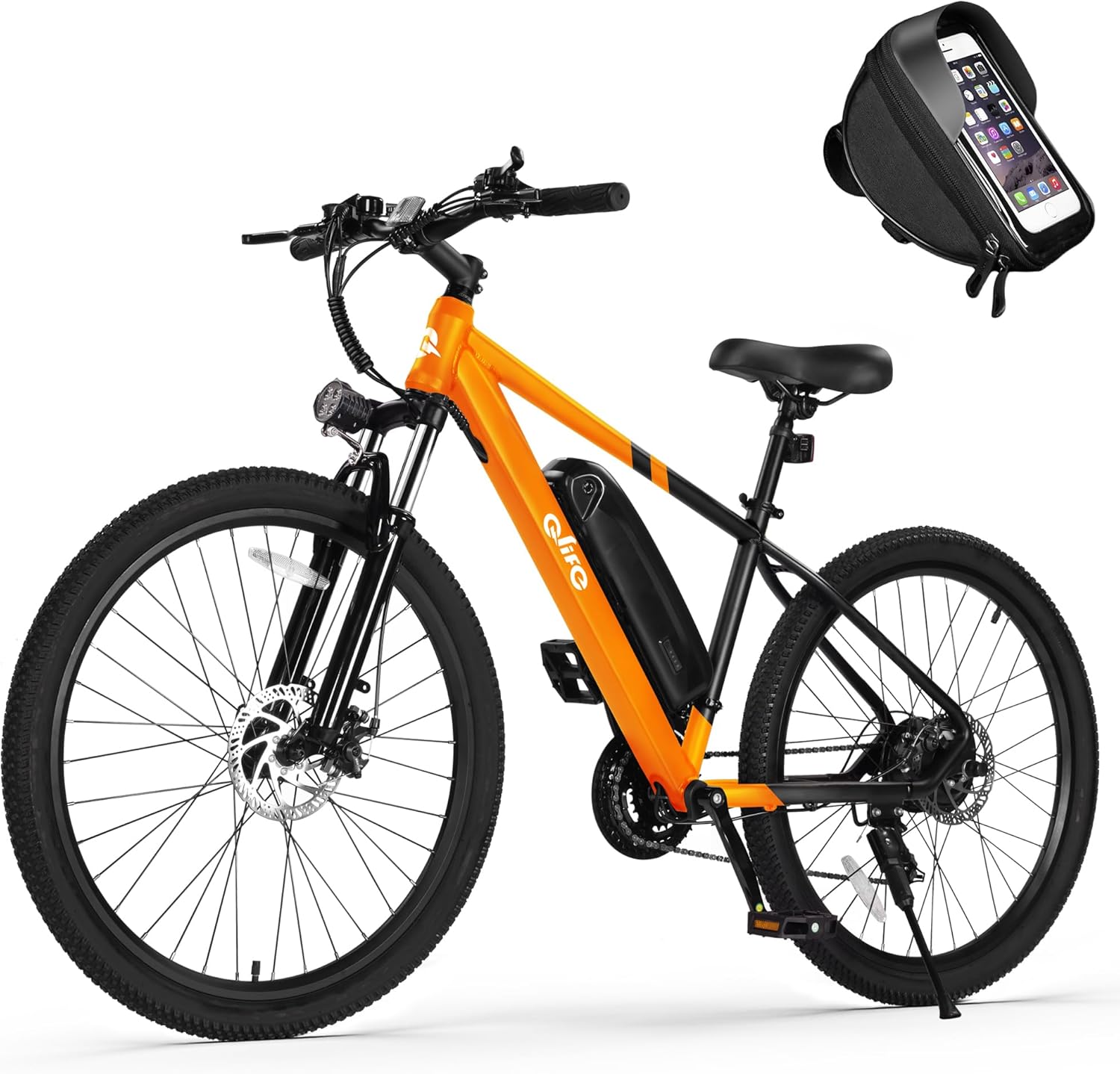 Qlife Racer Electric Bike for Adults - 21-Speed Mountain Lightweight Ebike with Peak 1000W/750W 25MPH/22MPH Brushless Motor, 375Wh Removable Battery, 26X2.1 Tire Step Over E-MTB, Up to 40 Miles