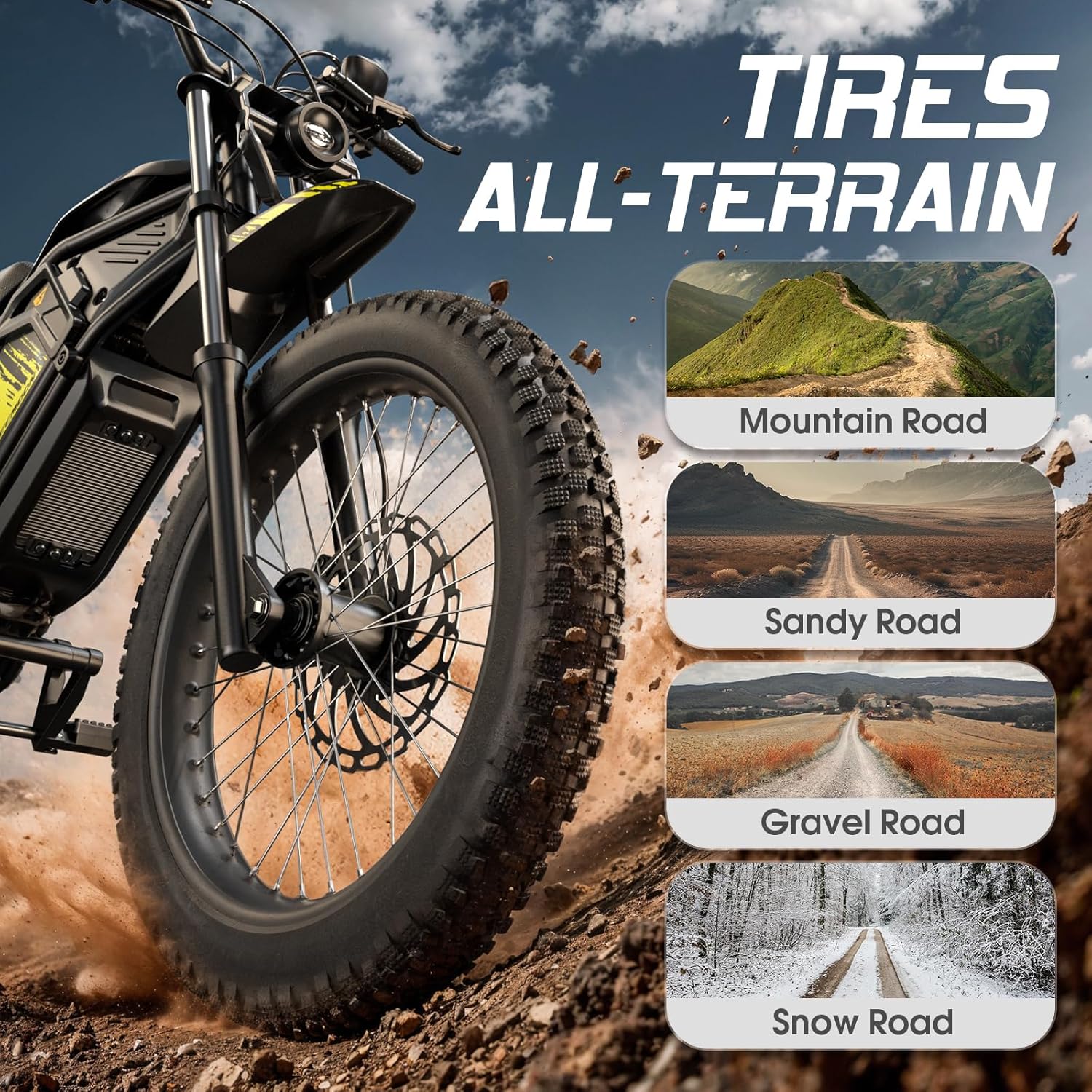 Seemoon Electric Dirt Bike for Adults,2000W Motor,17"Fat Tire Electric Motorcycle|48V 28Ah|28MPH Speed|Up to 100 Miles Range|Hydraulic Brakes|Mountain Off-Road Ebike|IP54 Waterproof|Fit Age 16+