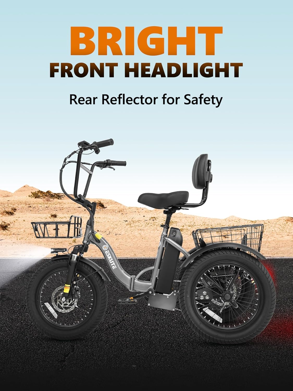 Adults Electric Trike Bike, 1200W Peak Motor & 499.2Wh Removable Battery,18x3.0 Fat Tire Foldable 3-Wheel E-Bike with Step-Thru Design, Up to 55 Miles, Gift for Parents