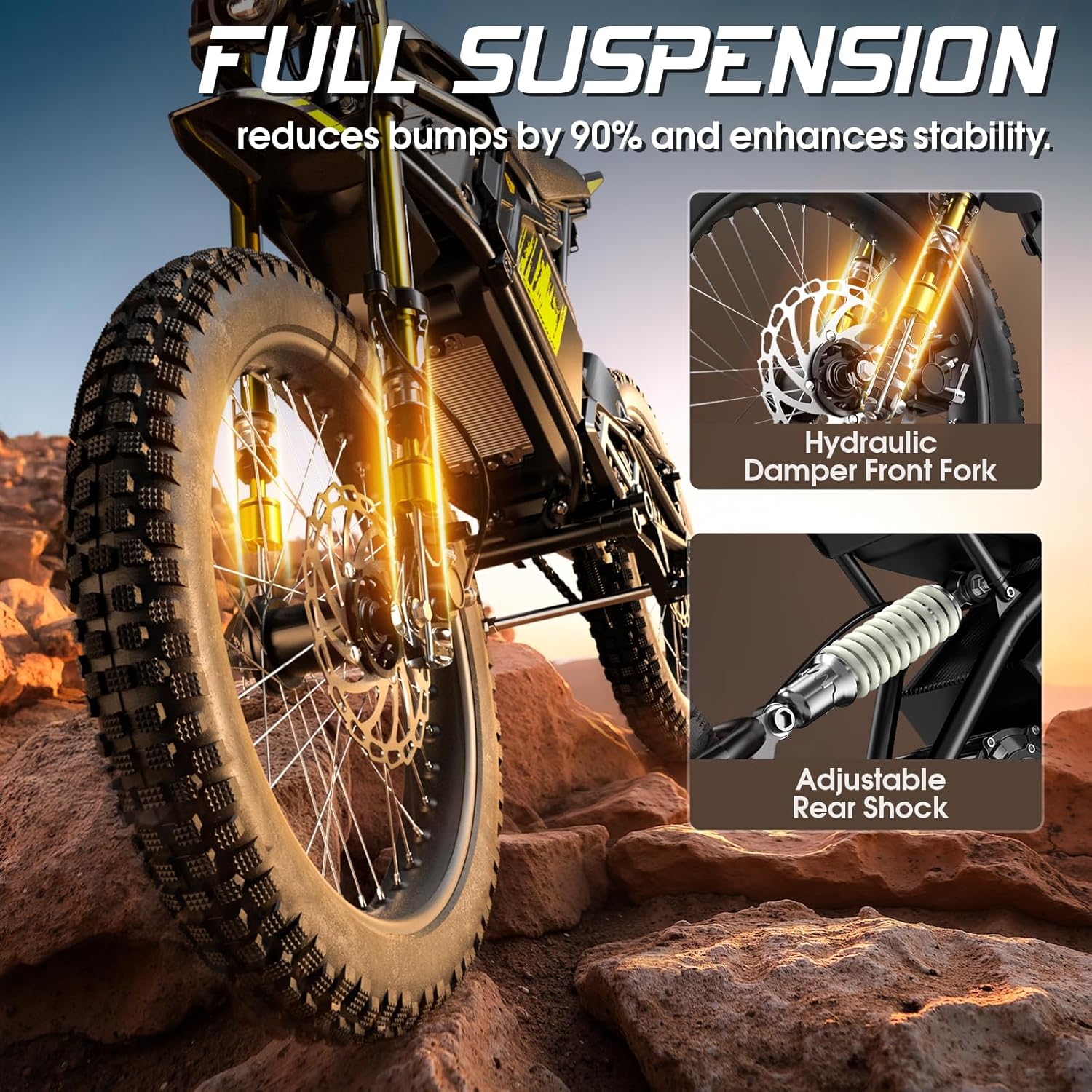 Seemoon Electric Dirt Bike for Adults,2000W Motor,17"Fat Tire Electric Motorcycle|48V 28Ah|28MPH Speed|Up to 100 Miles Range|Hydraulic Brakes|Mountain Off-Road Ebike|IP54 Waterproof|Fit Age 16+