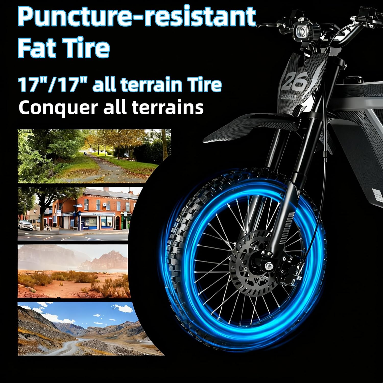 Electric Dirt Bike for Adults Teens, Peak 4000W Brushless 200Nm Motor - 40° Slope, 38MPH,60V/27AH Lithium Battery, Dual Hydraulic Brakes & FullSuspension Electric Motorcyclefor,17-in All-terraintires