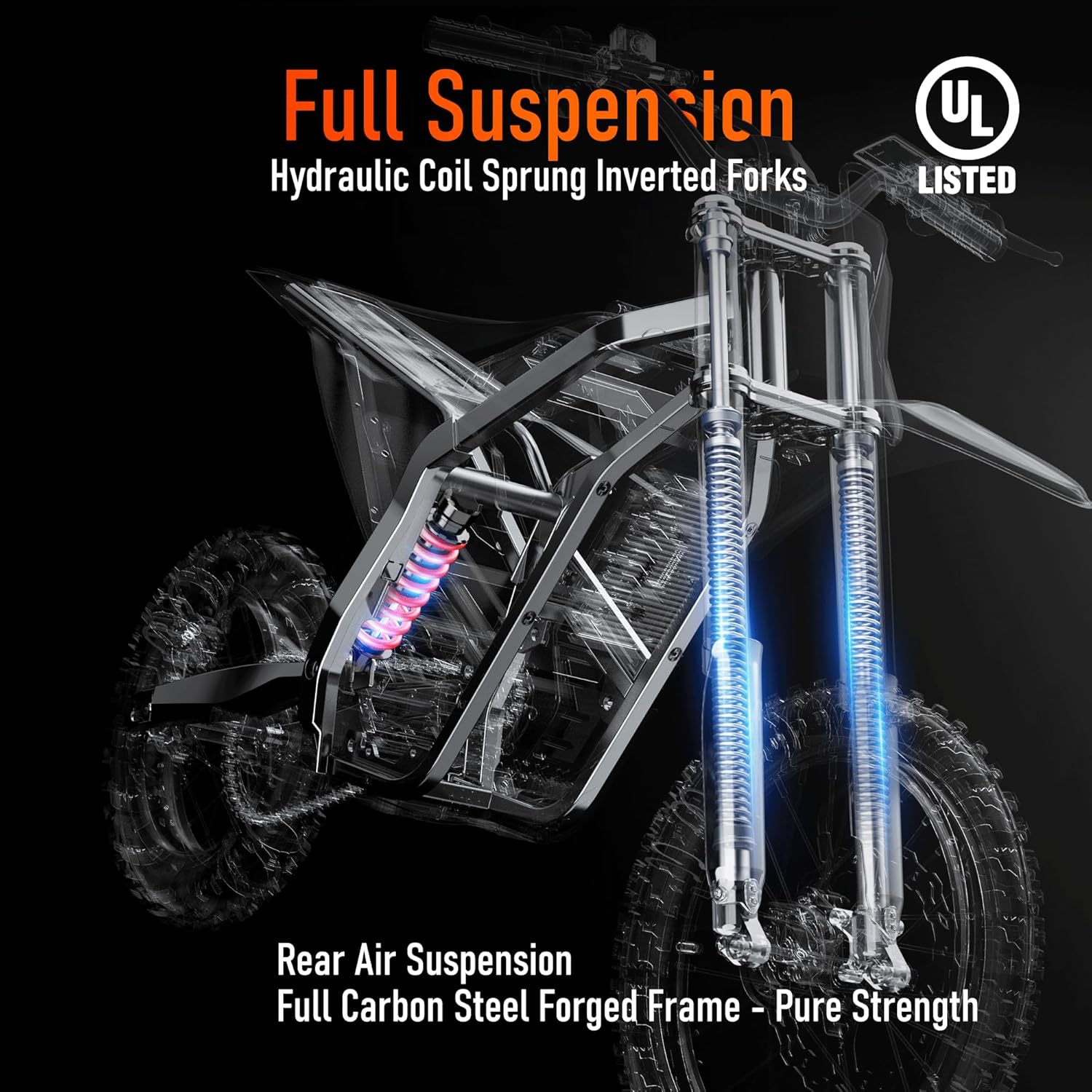 Electric Dirt Bike for Adults Teens, 3000W Brushless 220Nm Motor - 45° Slope, 38 MPH, 48V/23.5Ah Removable Battery, Dual Hydraulic Brakes & Full Suspension Electric Motorcycle for 13+