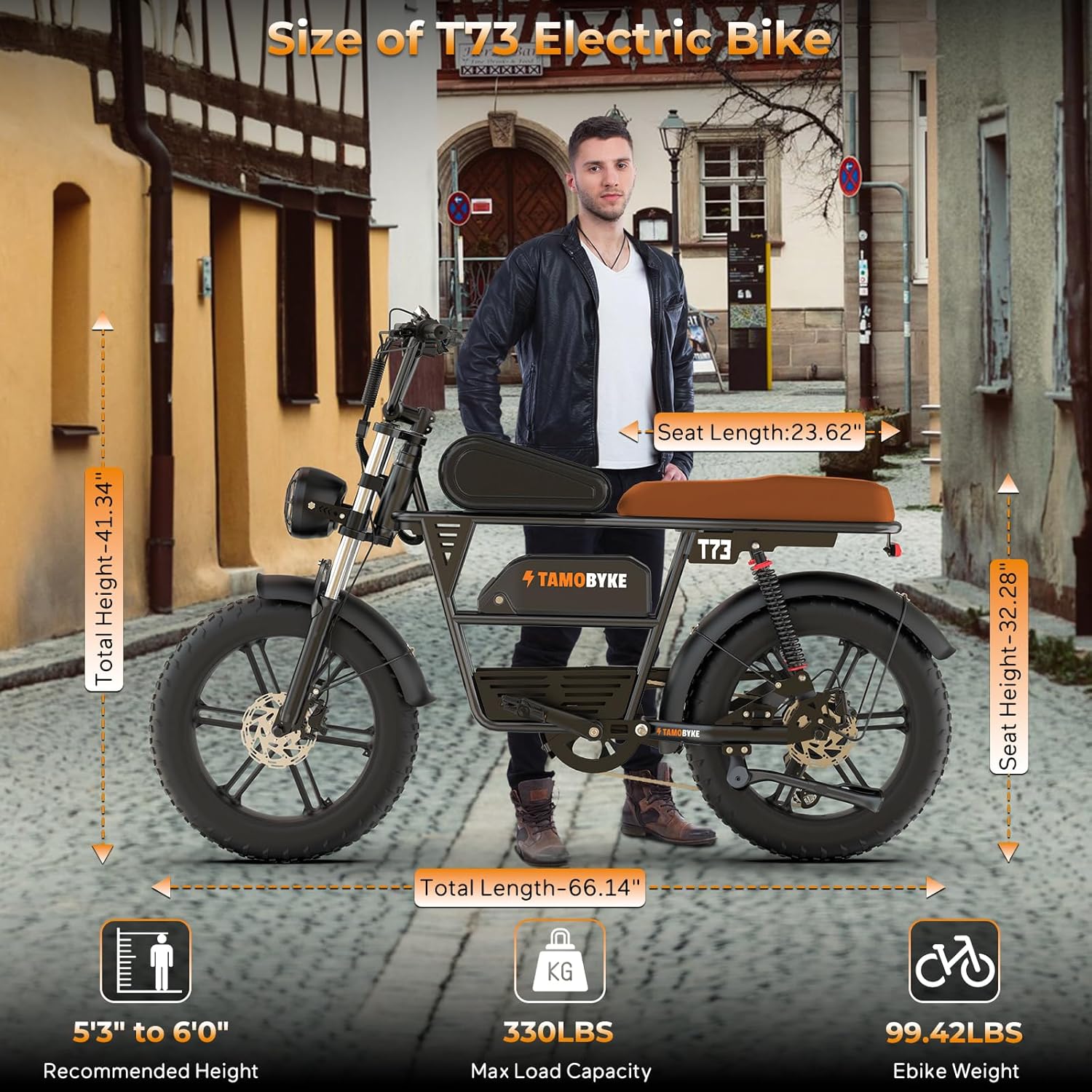 T73 Series Electric Bike for Adults,1000W/1500W/3000W Motor,30/33/37.5MPH 34-120 Miles,48V15.6/41.6 AH Electric Bikes,20 * 4 Fat Tire Ebike Hydraulic Brake Full Suspension Off-Road Riding