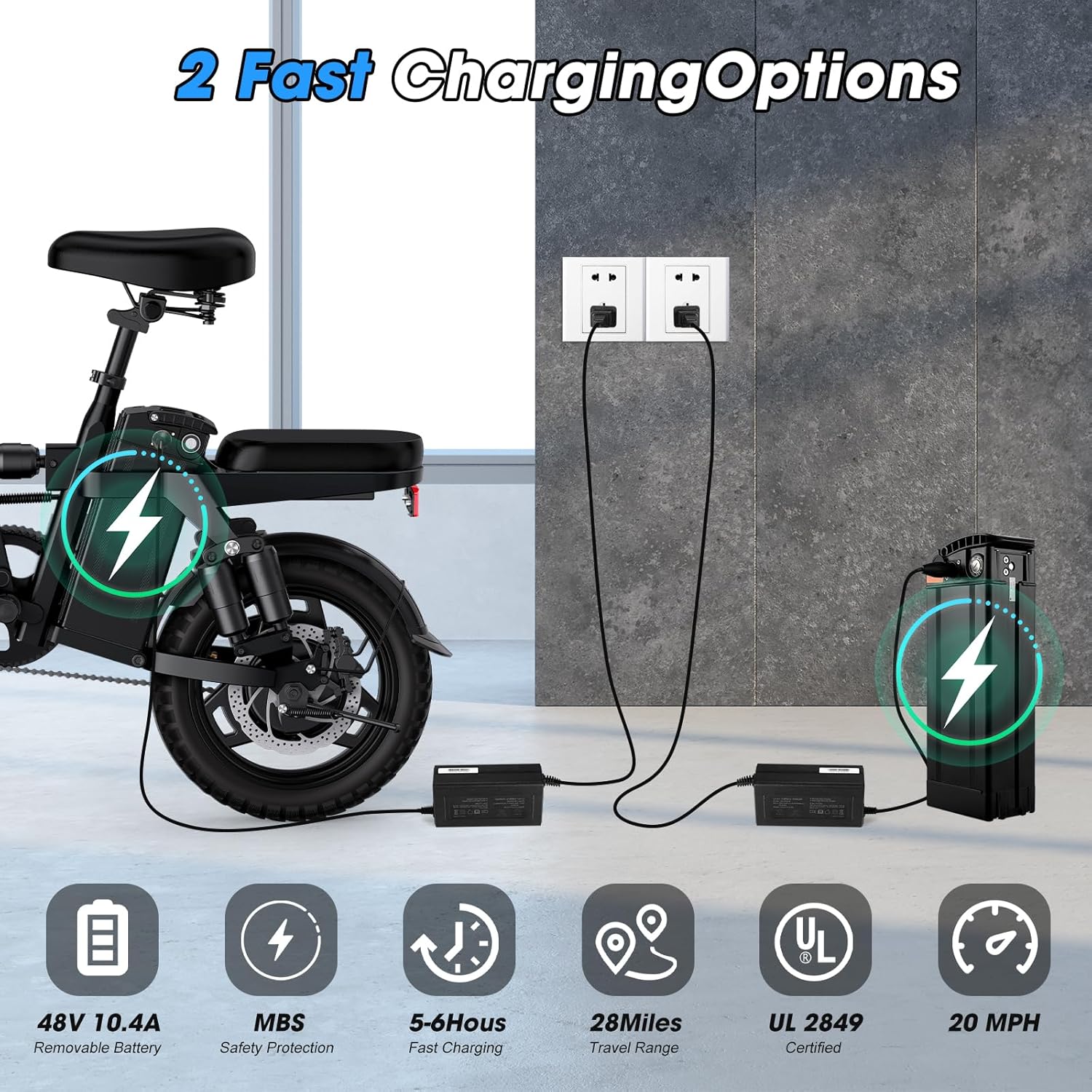 Electric Bike for Adults,14" Folding Adult E Bike with 500W Motor,20 mph,28 Miles Range,Advanced 9-Point Suspension & Pro-Level 44.99% Brake Ratio,Removable Battery,UL 2849 Certified
