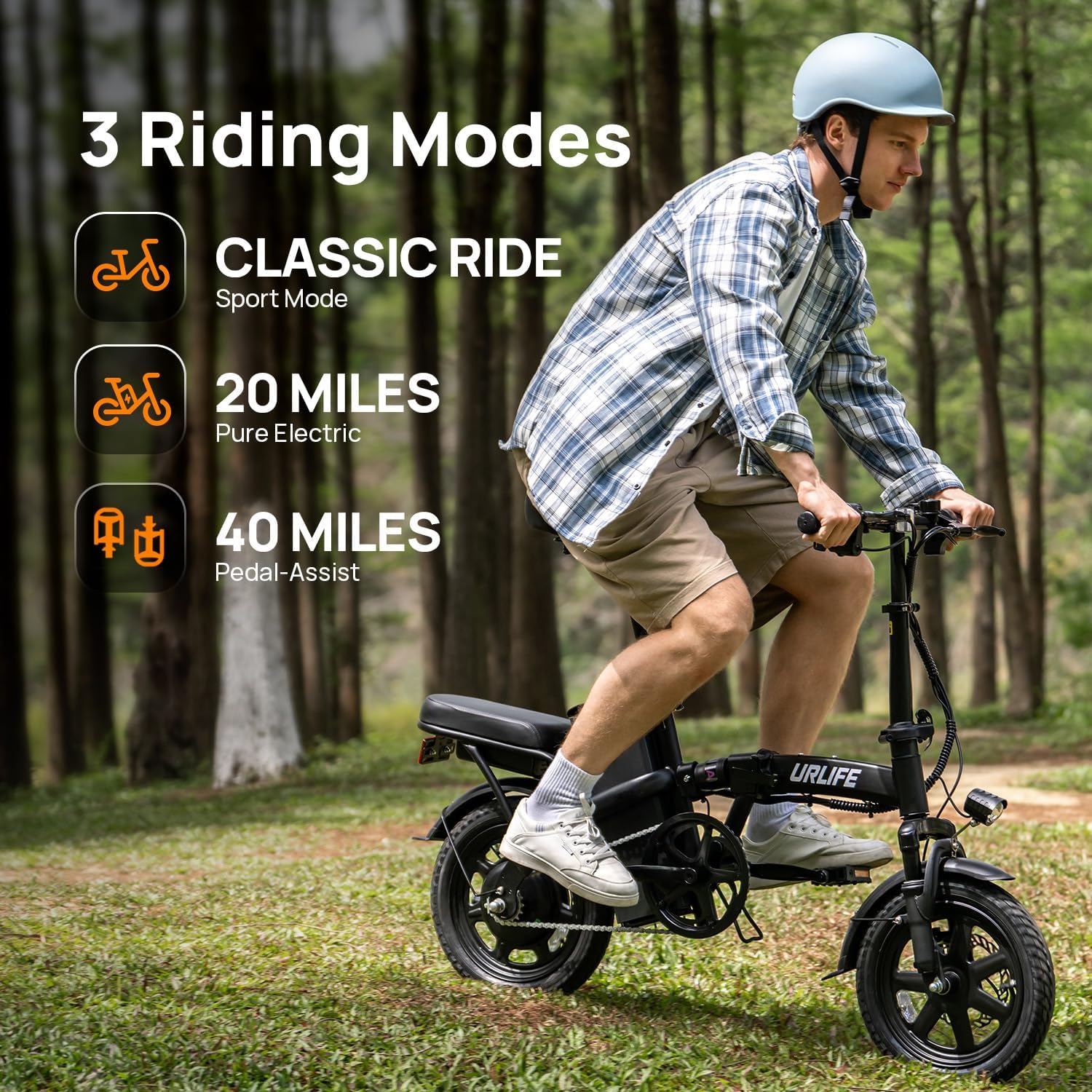 URLIFE Electric Bike for Adults, 14" Folding Electric Bike, 500W Peak Motor, 48V 375Wh Removable Battery, 20MPH, 40 Miles Long Range, Mini E Bikes for Adults and Teens, UL Certification