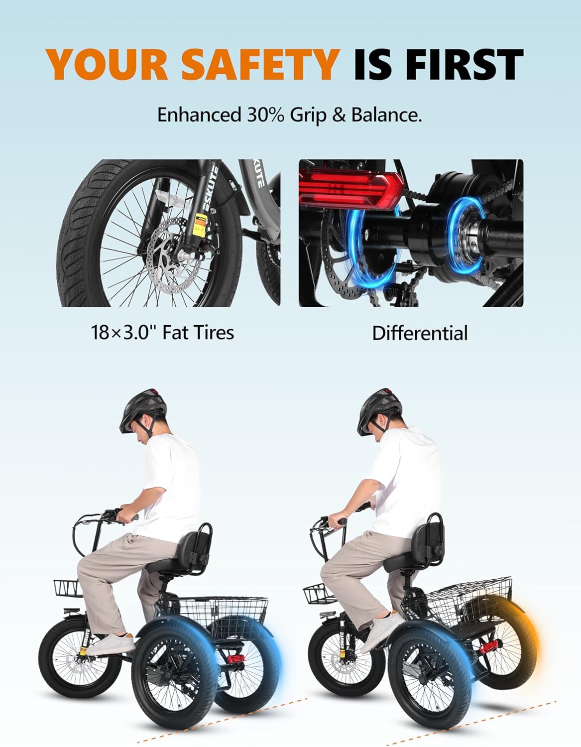 Adults Electric Trike Bike, 1200W Peak Motor & 499.2Wh Removable Battery,18x3.0 Fat Tire Foldable 3-Wheel E-Bike with Step-Thru Design, Up to 55 Miles, Gift for Parents