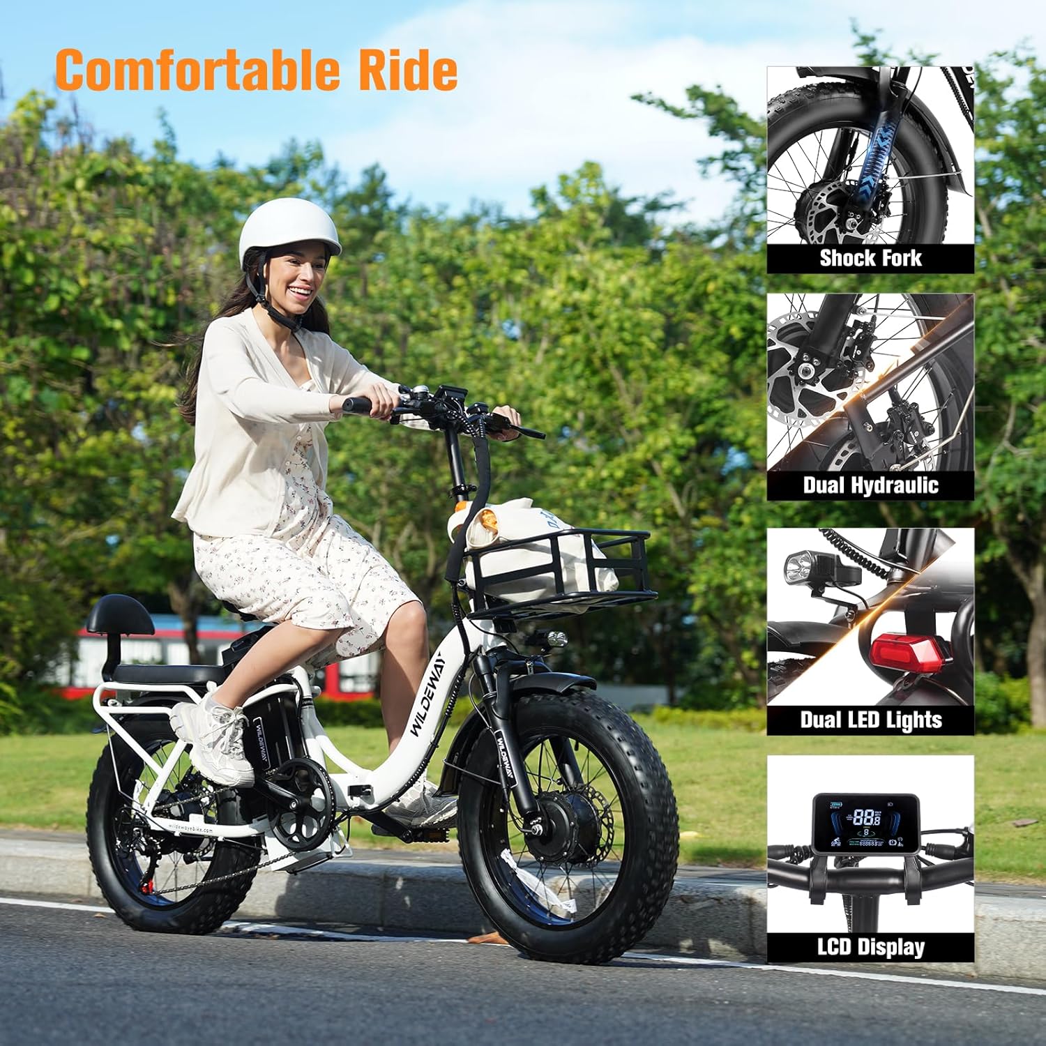 Wildeway Folding Electric Bike for Adults,2000W Dual Motor Ebike 20x4.0 Fat Tire All-Terrain 28MPH,48V 32Ah/60Ah Removable Battery,7-Speed,Dual Hydraulic Disc Brake,City Commuting Delivery Bicycle