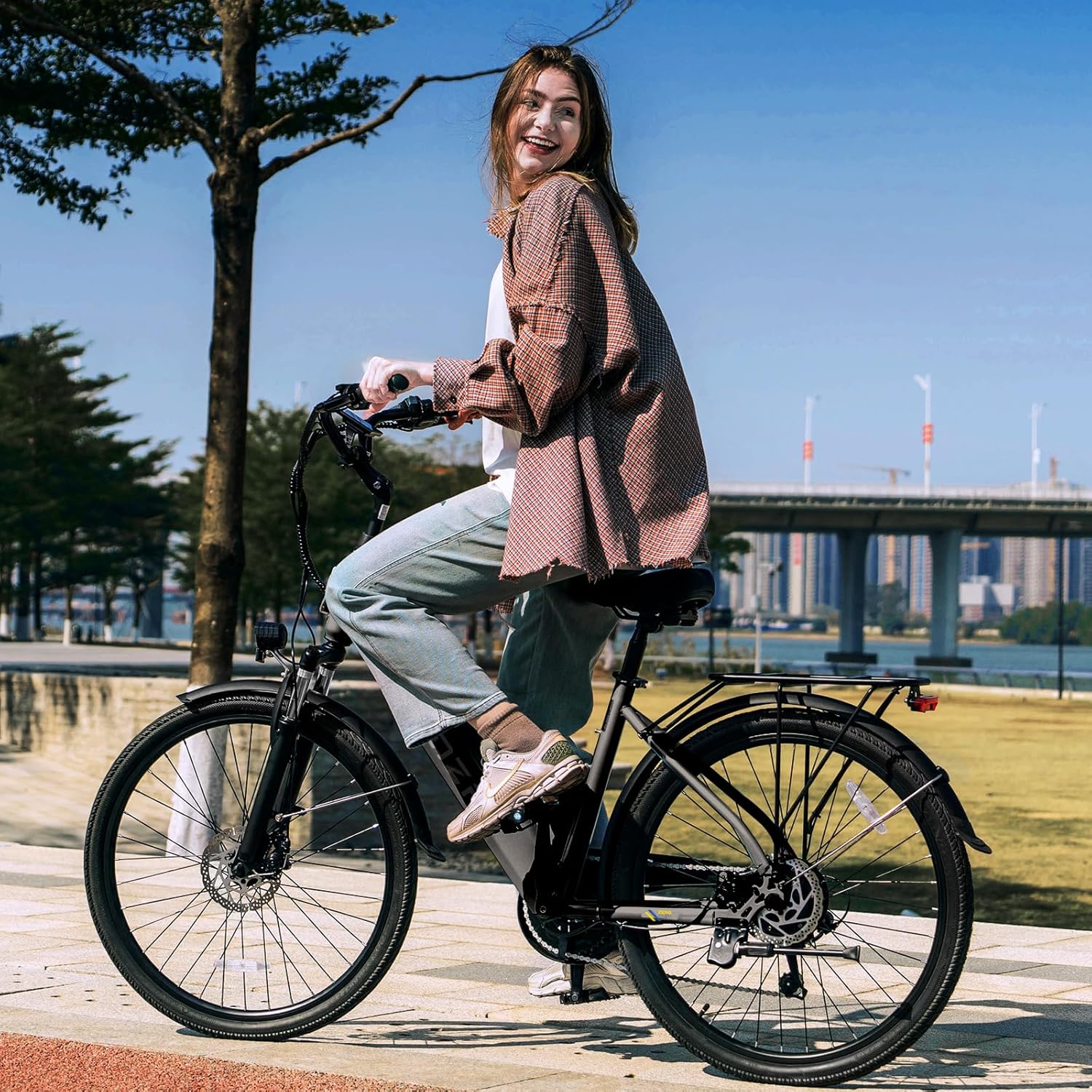 Electric Bike for Adults 26'', 1200W Peak Motor, 65 Miles Max Range E Bike for Adults with 7-Speed, 48V Removable Battery, Front Suspension, Adult Electric Bicycle for Commute Beach Snow