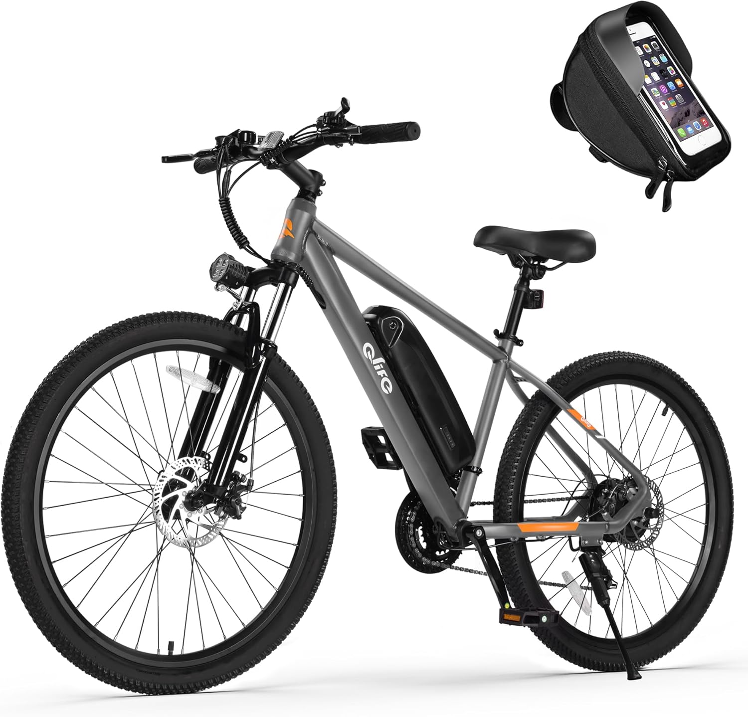 Qlife Racer Electric Bike for Adults - 21-Speed Mountain Lightweight Ebike with Peak 1000W/750W 25MPH/22MPH Brushless Motor, 375Wh Removable Battery, 26X2.1 Tire Step Over E-MTB, Up to 40 Miles