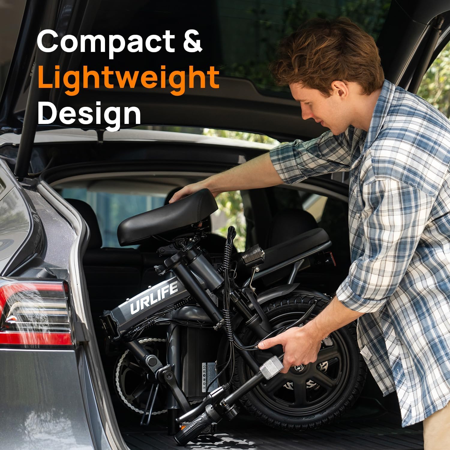 URLIFE Electric Bike for Adults, 14" Folding Electric Bike, 500W Peak Motor, 48V 375Wh Removable Battery, 20MPH, 40 Miles Long Range, Mini E Bikes for Adults and Teens, UL Certification