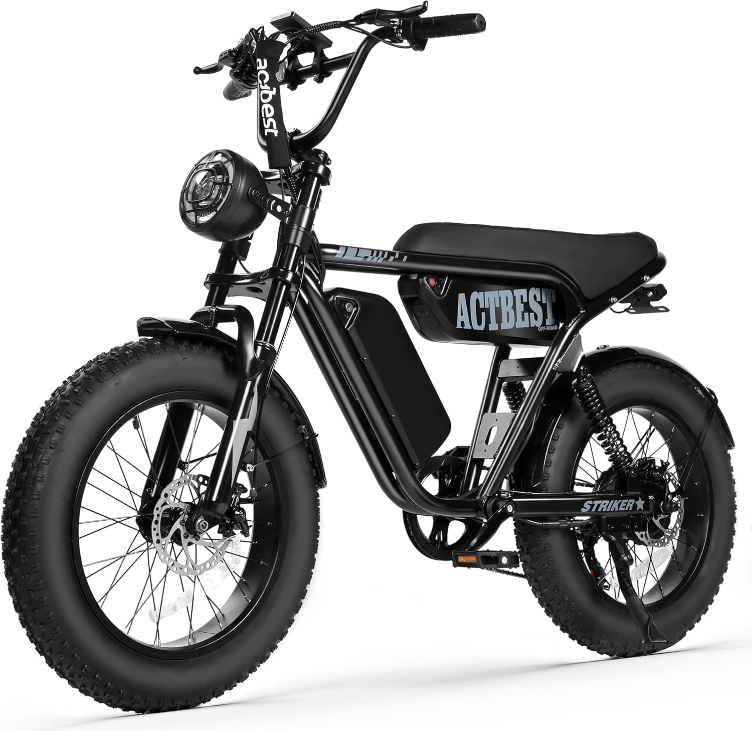 ACTBEST Blaze 16"/20" Fat Tire Electric Bike for Adults/Teens, 1200W/1500W Peak Motor, 25MPH/28MPH & 55-75 Miles Long Range, UL2849 Certified, Full Suspension All-Terrain eBike for Mountain,Snow,Sand
