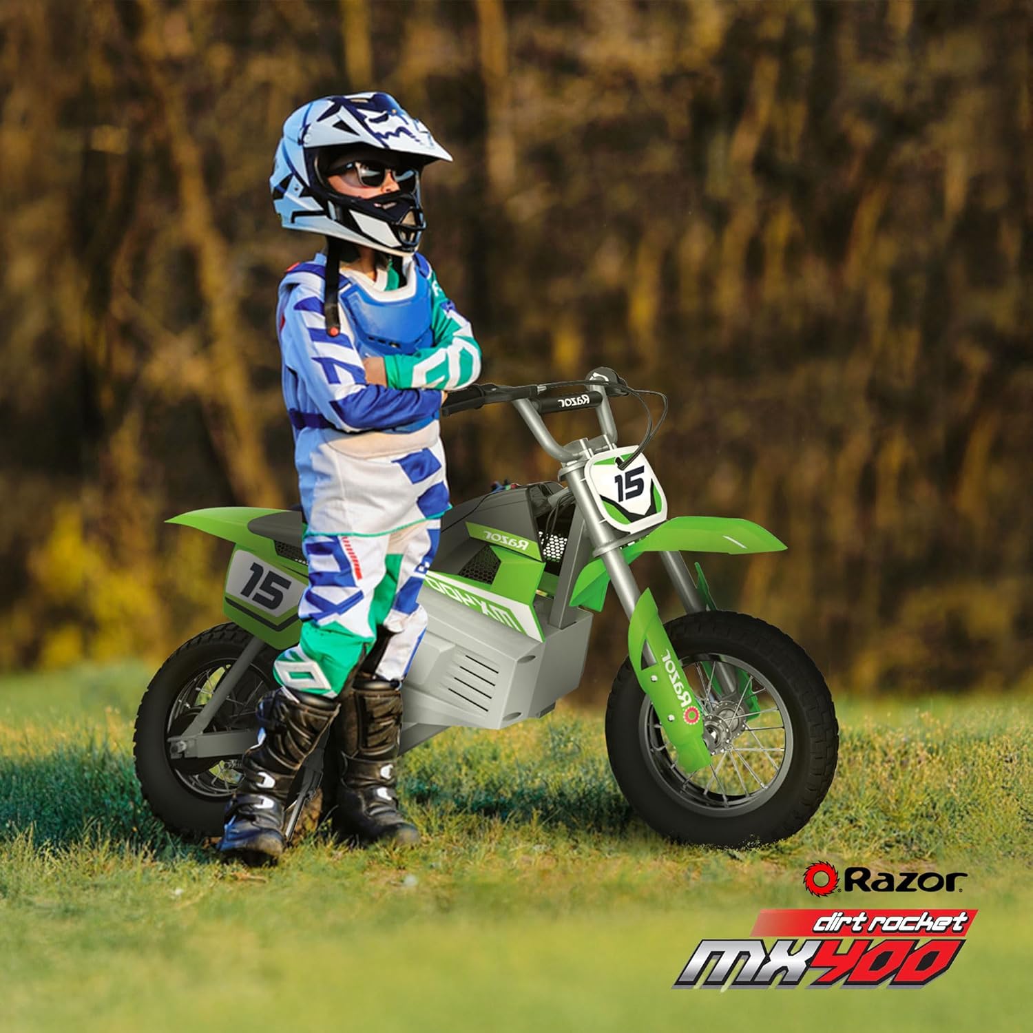 Razor MX400 Dirt Rocket Electric Bike for Kids Ages 8+, 140 Pounds Max Weight, Green – 24-Volt Battery, up to 14 Mph, 30-Minute High Speed Ride Time, Twist-Grip Throttle, 12-Inch Pneumatic Tires