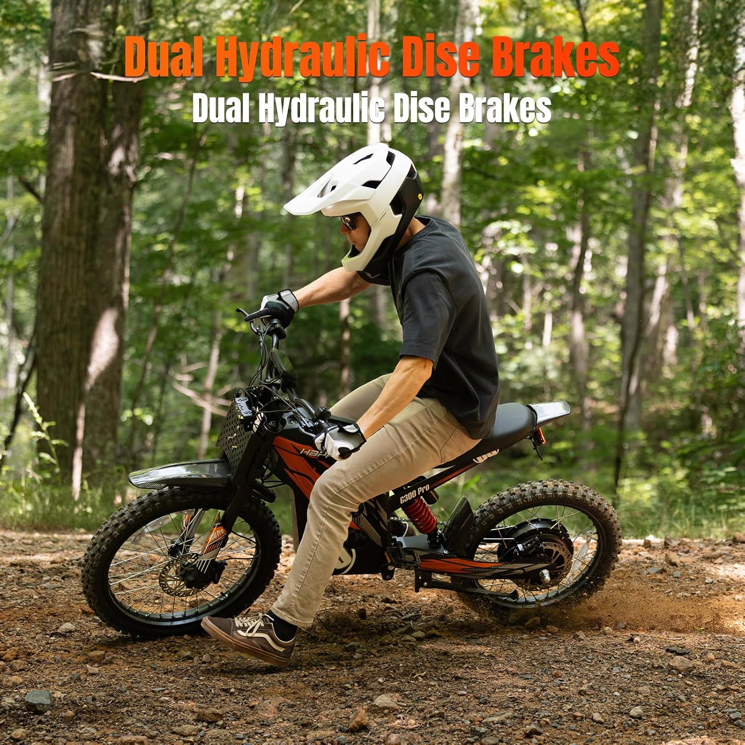 HAPPYRUN G300 Pro Electric Dirt Bike for Adults, 6500W Motor - 45° Slope, 50 MPH and 60-Mile Range 72V/30Ah Removable Battery, Hydraulic Brakes & Full Suspension Electric Motorcycle