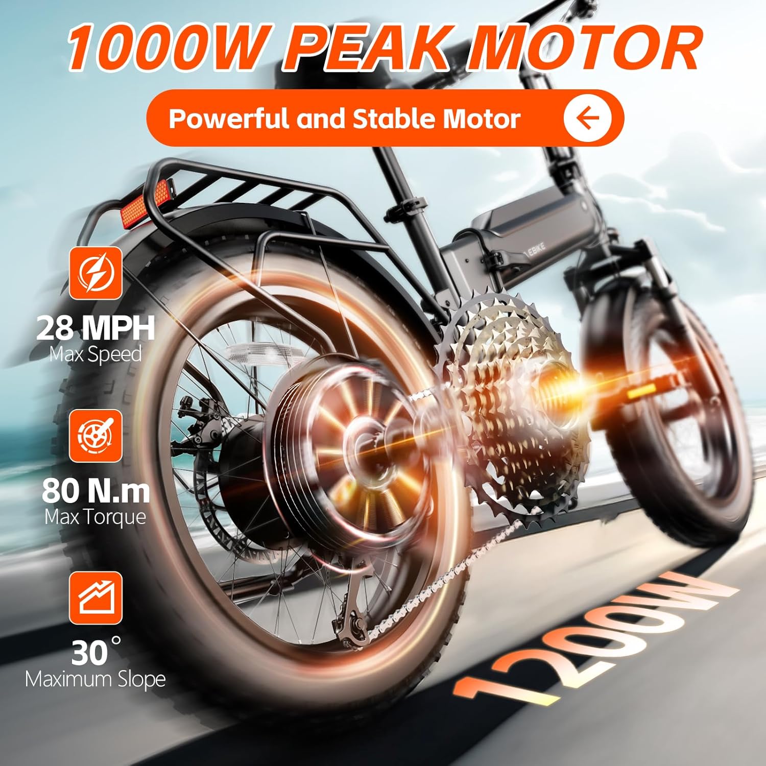 TST Folding Electric Bike for Adults, 1000W Peak Motor Ebike with 36V 7.8Ah/10.4Ah Removable Battery, Max Range 40/60 Miles 25 MPH Electric Bicycle, 20" Fat Tire All Terrain E Bike