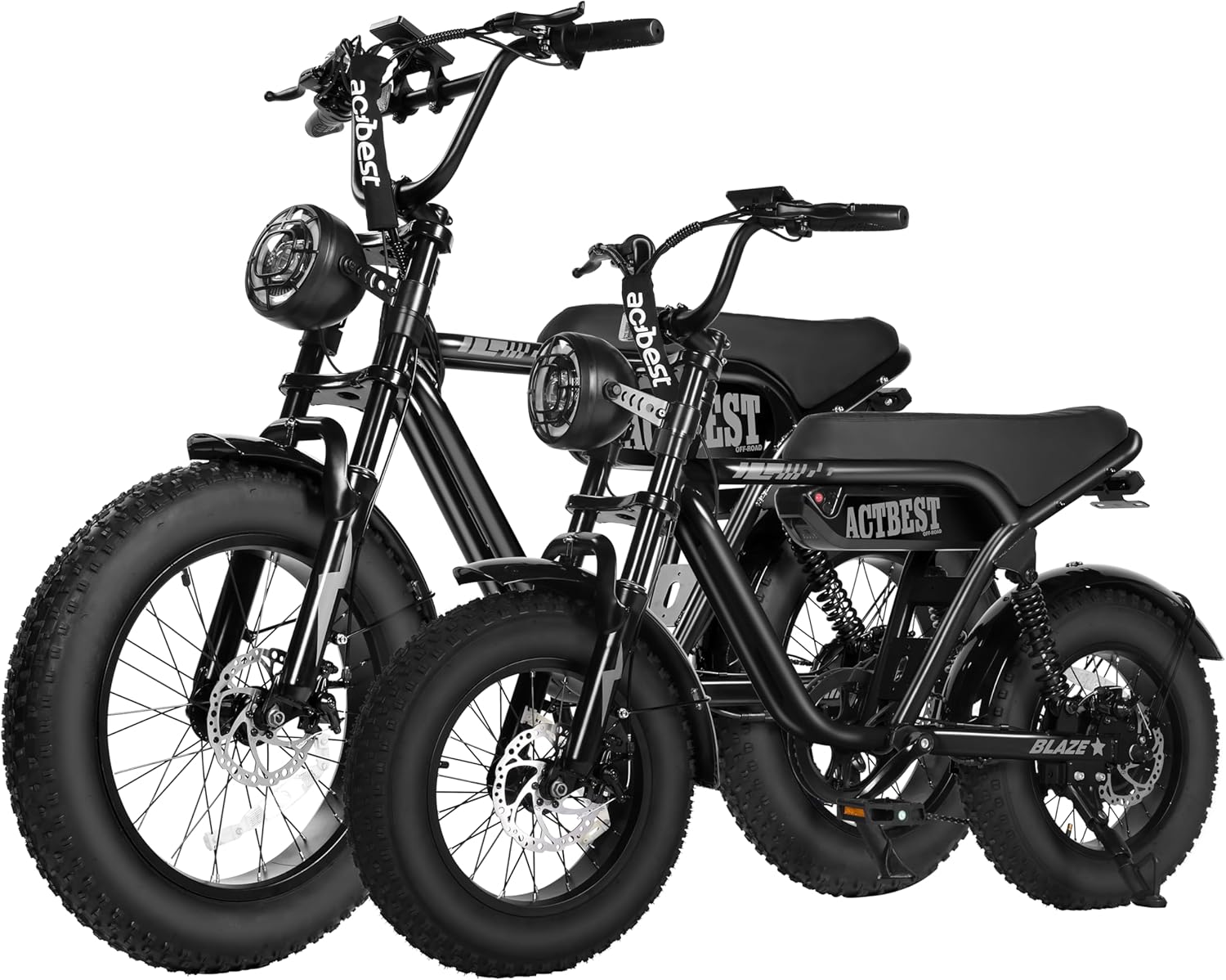 ACTBEST Blaze 16"/20" Fat Tire Electric Bike for Adults/Teens, 1200W/1500W Peak Motor, 25MPH/28MPH & 55-75 Miles Long Range, UL2849 Certified, Full Suspension All-Terrain eBike for Mountain,Snow,Sand