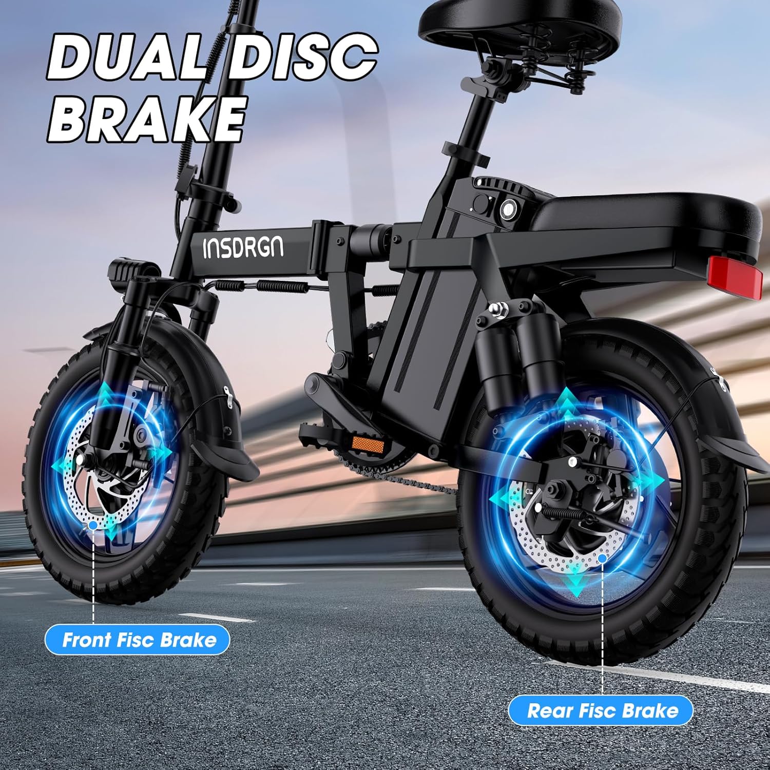 Electric Bike for Adults,14" Folding Adult E Bike with 500W Motor,20 mph,28 Miles Range,Advanced 9-Point Suspension & Pro-Level 44.99% Brake Ratio,Removable Battery,UL 2849 Certified