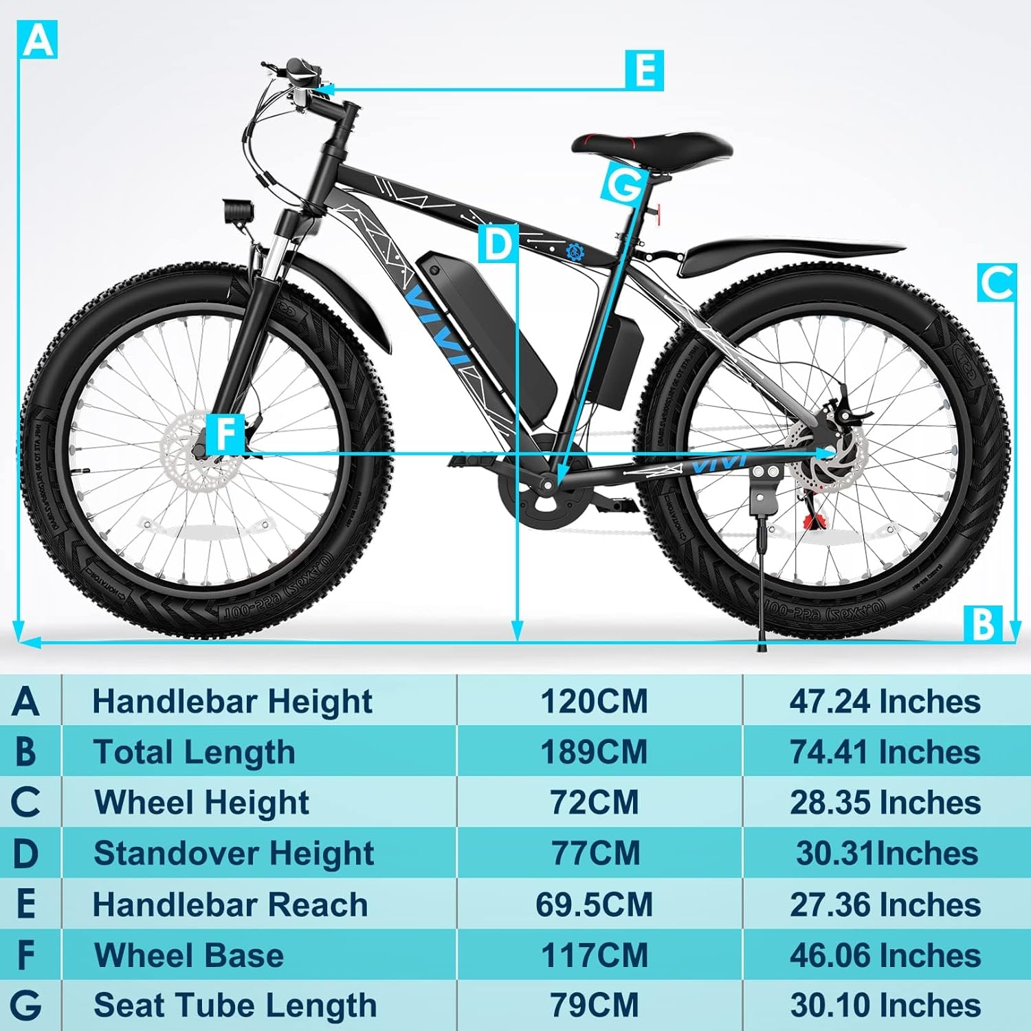 Vivi Electric Bike 26" x 4.0 Fat Tire Electric Bicycle, Peak 1000W Electric Mountain Bike, 25MPH Ebikes for Adults with 48V 13AH Removable Lithium-Ion Battery, Up to 60 Miles,SGS Certified to UL2849