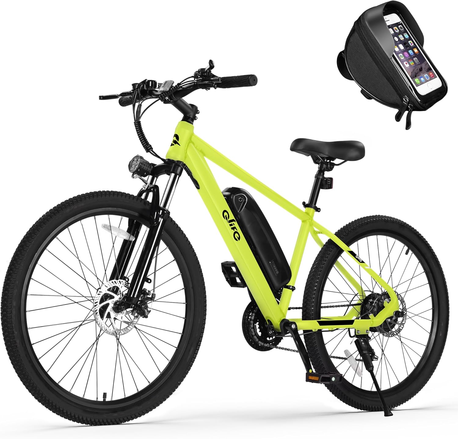 Qlife Racer Electric Bike for Adults - 21-Speed Mountain Lightweight Ebike with Peak 1000W/750W 25MPH/22MPH Brushless Motor, 375Wh Removable Battery, 26X2.1 Tire Step Over E-MTB, Up to 40 Miles