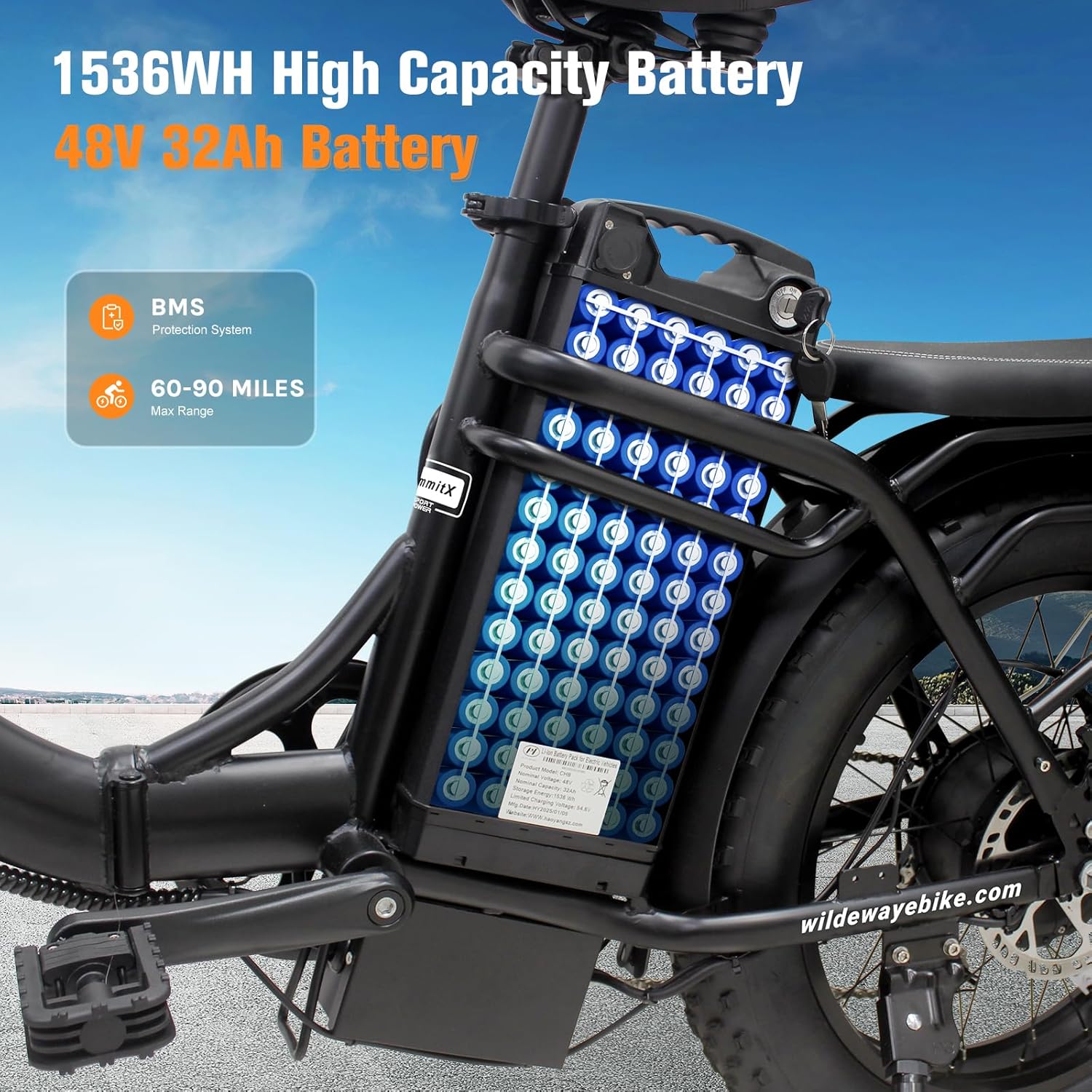 Wildeway Folding Electric Bike for Adults,2000W Dual Motor Ebike 20x4.0 Fat Tire All-Terrain 28MPH,48V 32Ah/60Ah Removable Battery,7-Speed,Dual Hydraulic Disc Brake,City Commuting Delivery Bicycle