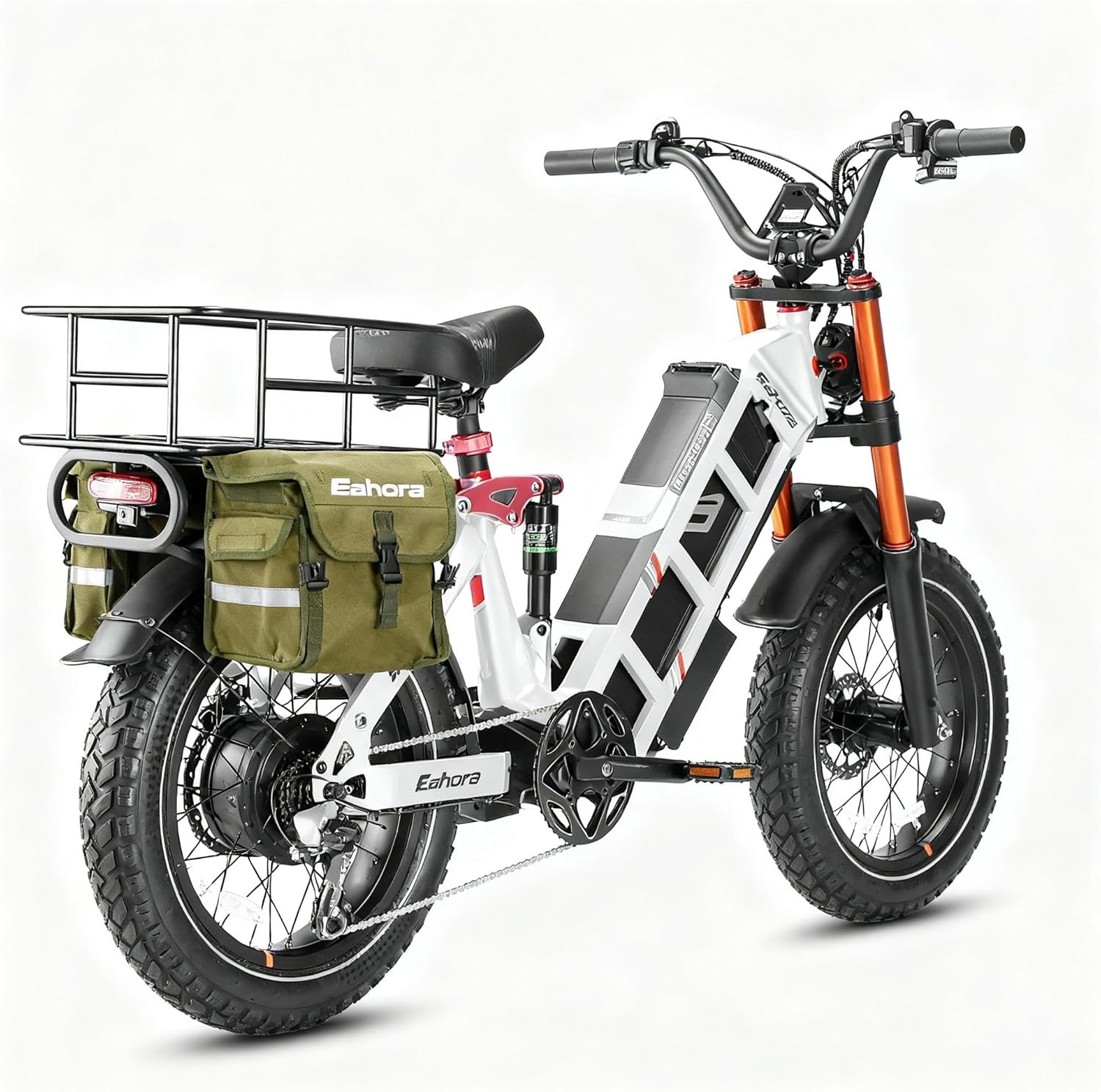 eAhora 2026Juliet Pro 2 Dual Motor 5500W Electric Bike for Adult, 60V 70Ah 220+Miles Long Range, 43 Mph Ebike, 20" Fat Tire Full Suspension Mountain for Urban Commutes, Delivery for Light Off-Road,APP