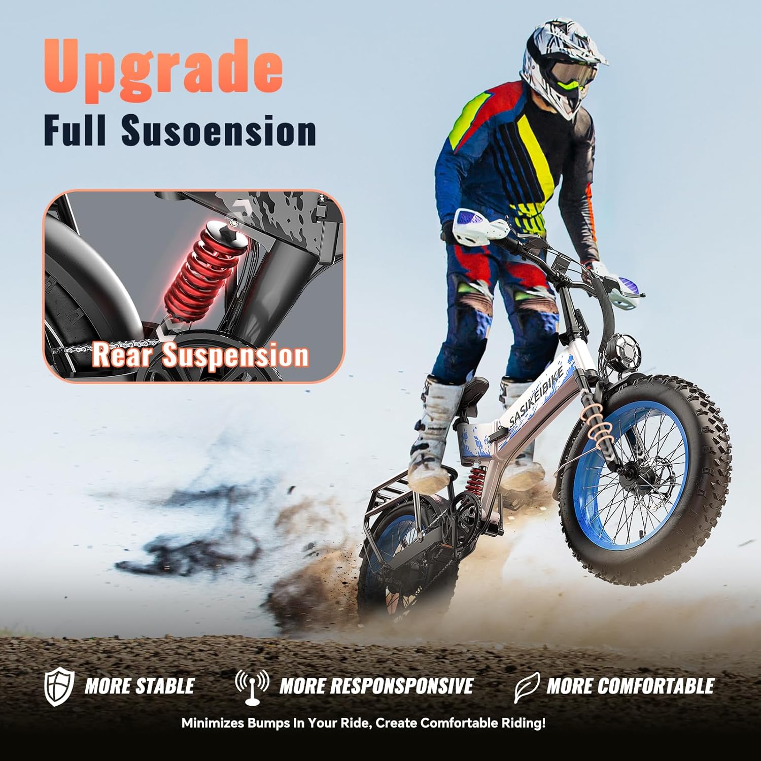 1500W Electric Bike for Adults Full Suspension,48/52v 20AH Electric Dirt Bike with 20" x 4.0 Fat Tire, Max 30+MPH & 70 Miles Electric Bicycle, Ebike for Snow, Mountains, Road UL Certified