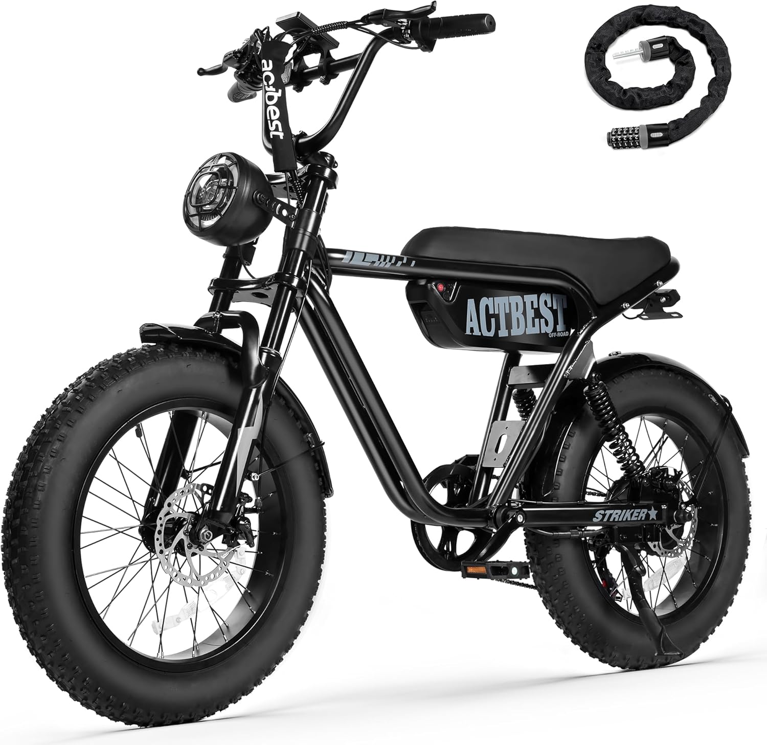 ACTBEST Blaze 16"/20" Fat Tire Electric Bike for Adults/Teens, 1200W/1500W Peak Motor, 25MPH/28MPH & 55-75 Miles Long Range, UL2849 Certified, Full Suspension All-Terrain eBike for Mountain,Snow,Sand