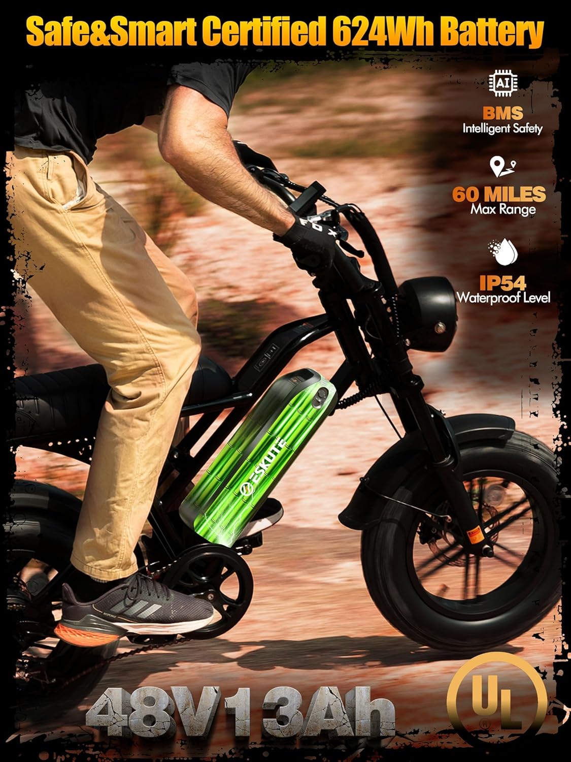 1500W Peak Electric Bike for Adults, 28MPH 48V 13Ah Removable Battery, 60 Mile Range, 16"x4.0" Fat Tire, 7-Speed E-Bike with Dual Suspension – Commuter Ebike for Men & Women