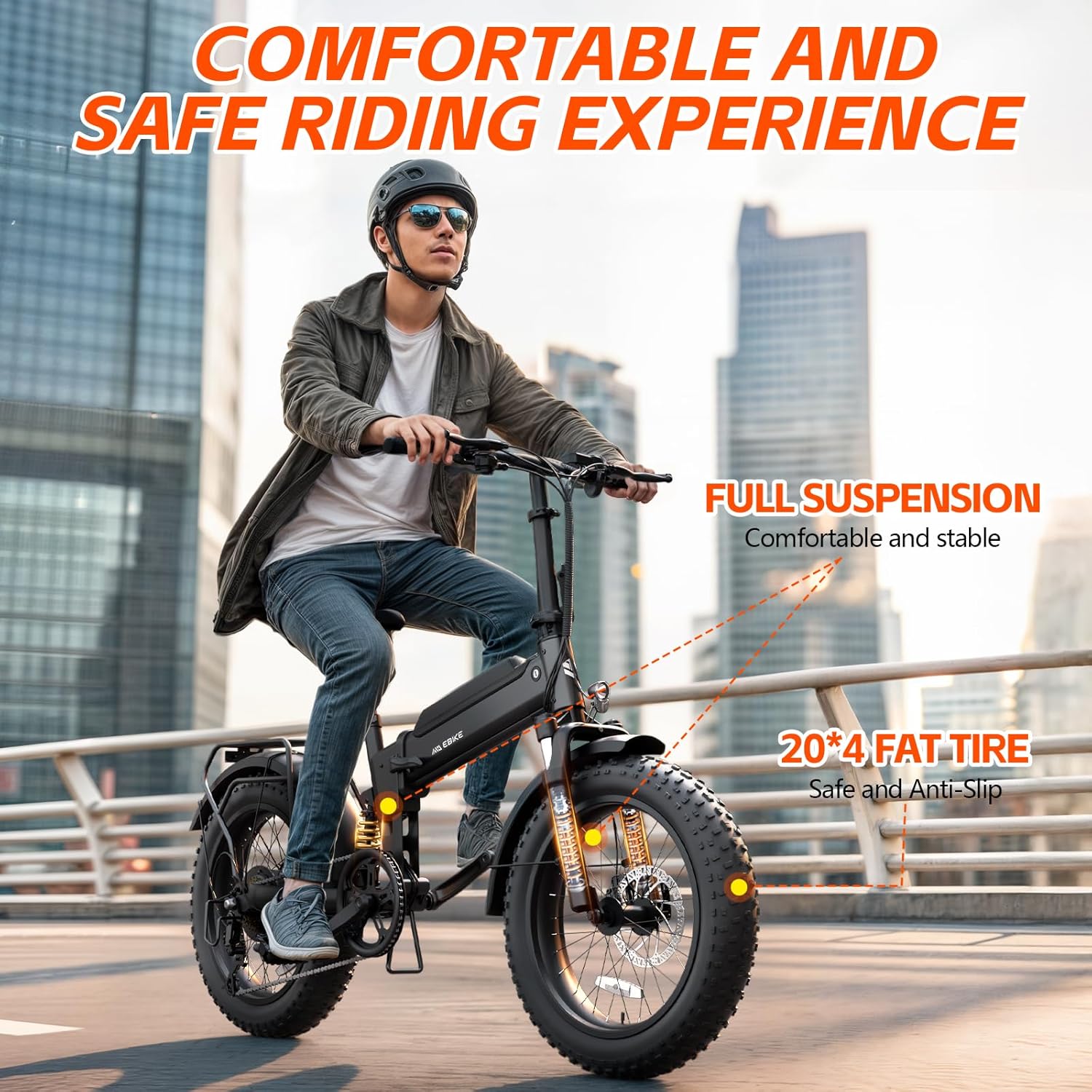 TST Folding Electric Bike for Adults, 1000W Peak Motor Ebike with 36V 7.8Ah/10.4Ah Removable Battery, Max Range 40/60 Miles 25 MPH Electric Bicycle, 20" Fat Tire All Terrain E Bike