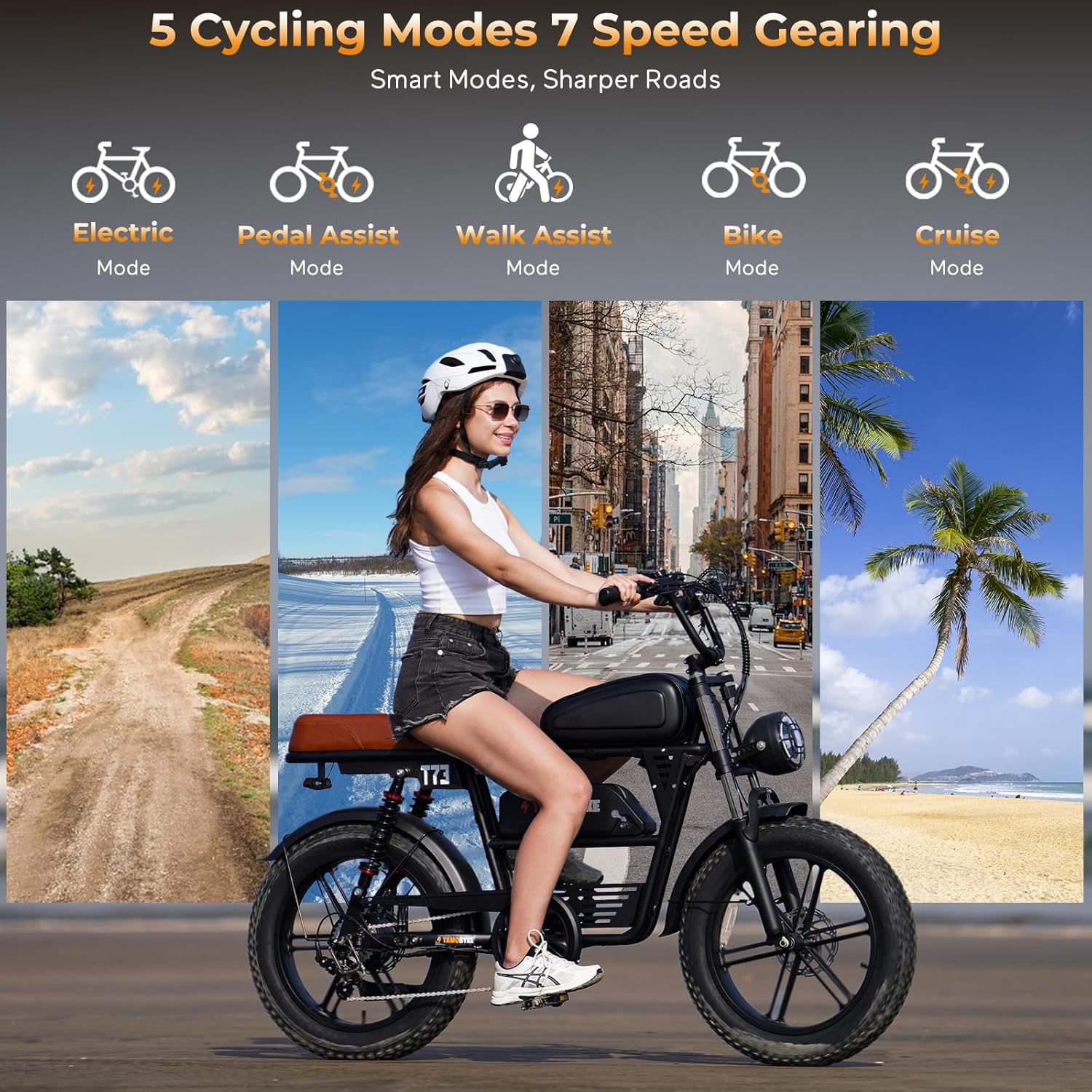 T73 Series Electric Bike for Adults,1000W/1500W/3000W Motor,30/33/37.5MPH 34-120 Miles,48V15.6/41.6 AH Electric Bikes,20 * 4 Fat Tire Ebike Hydraulic Brake Full Suspension Off-Road Riding