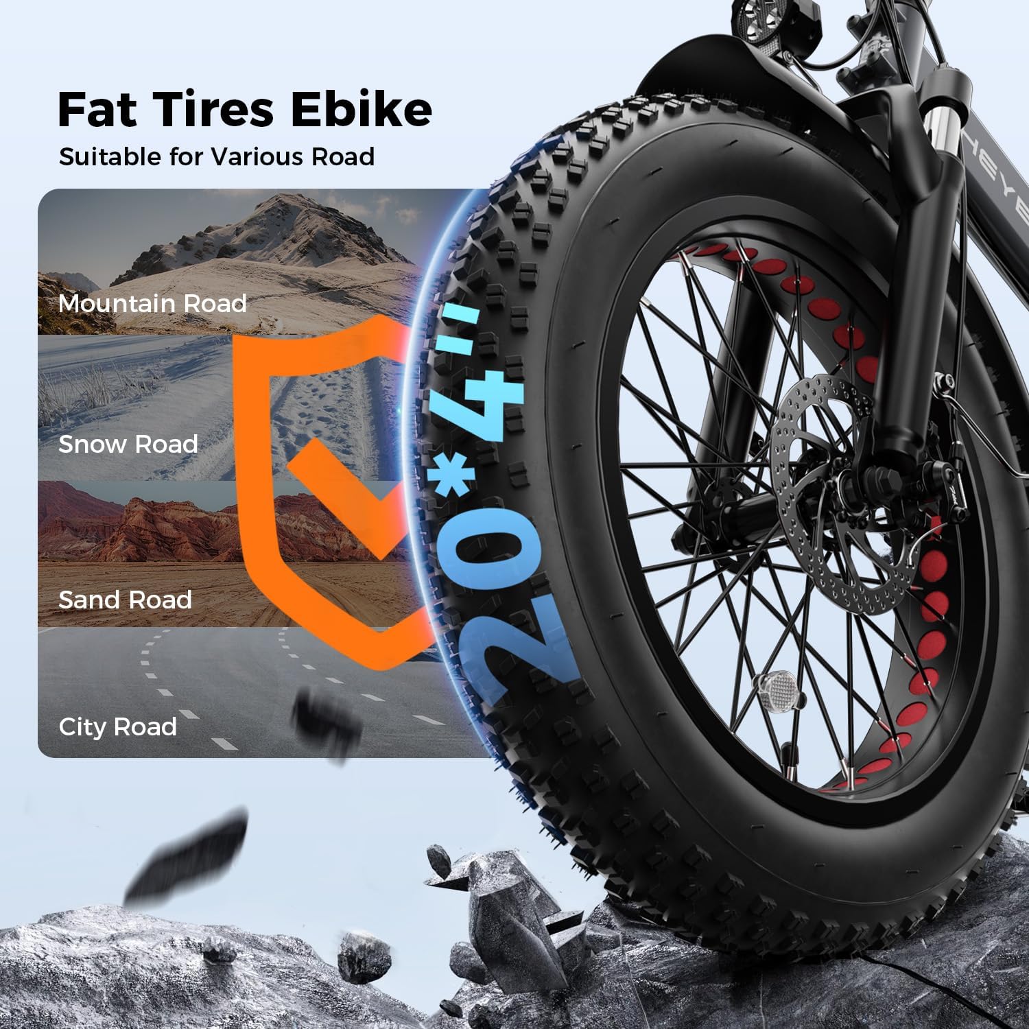 Heybike Mars 2.0 Foldable Electric Bike Adults 32Mph, APP Control E-Bike with 1800W Peak Motor, 20'' Large Fat Tire Ebike, 60+Miles Range with 624WH Removable Battery UL Certified, Full Suspension