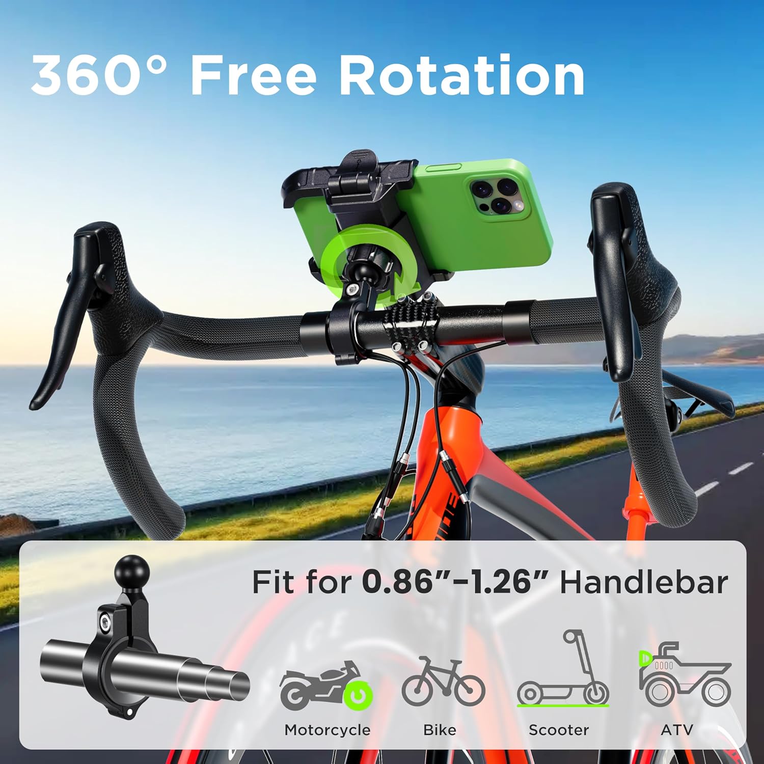 Bike Phone Mount Holder No Block