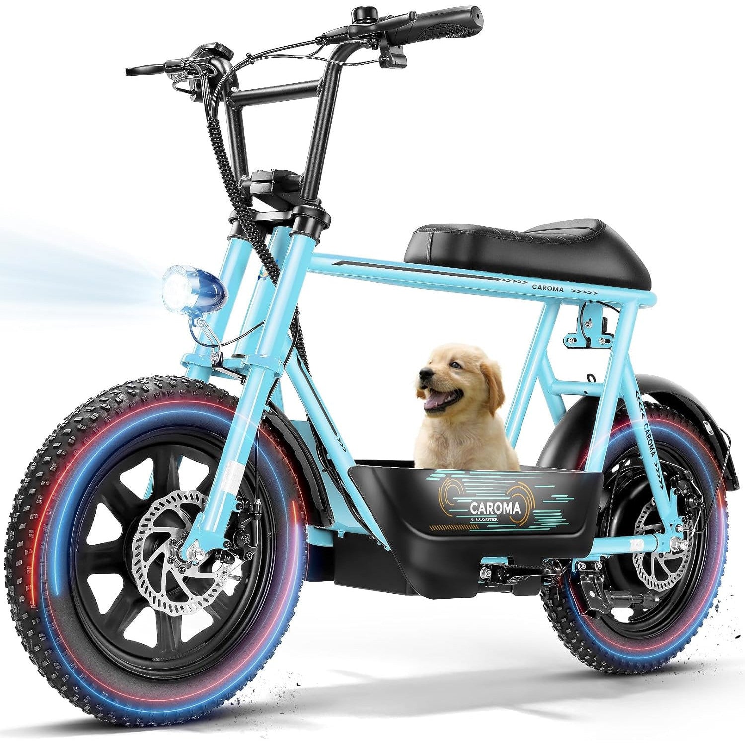 Caroma Peak 800W/1200W Electric Scooter with Seat,16 * 3" Fat Tire Ebike for All-Terrain,Max 25/30 Miles & 20MPH Electric Moped,Electric Motorcycle for Adults with Storage Basket for Cargo&Commuting