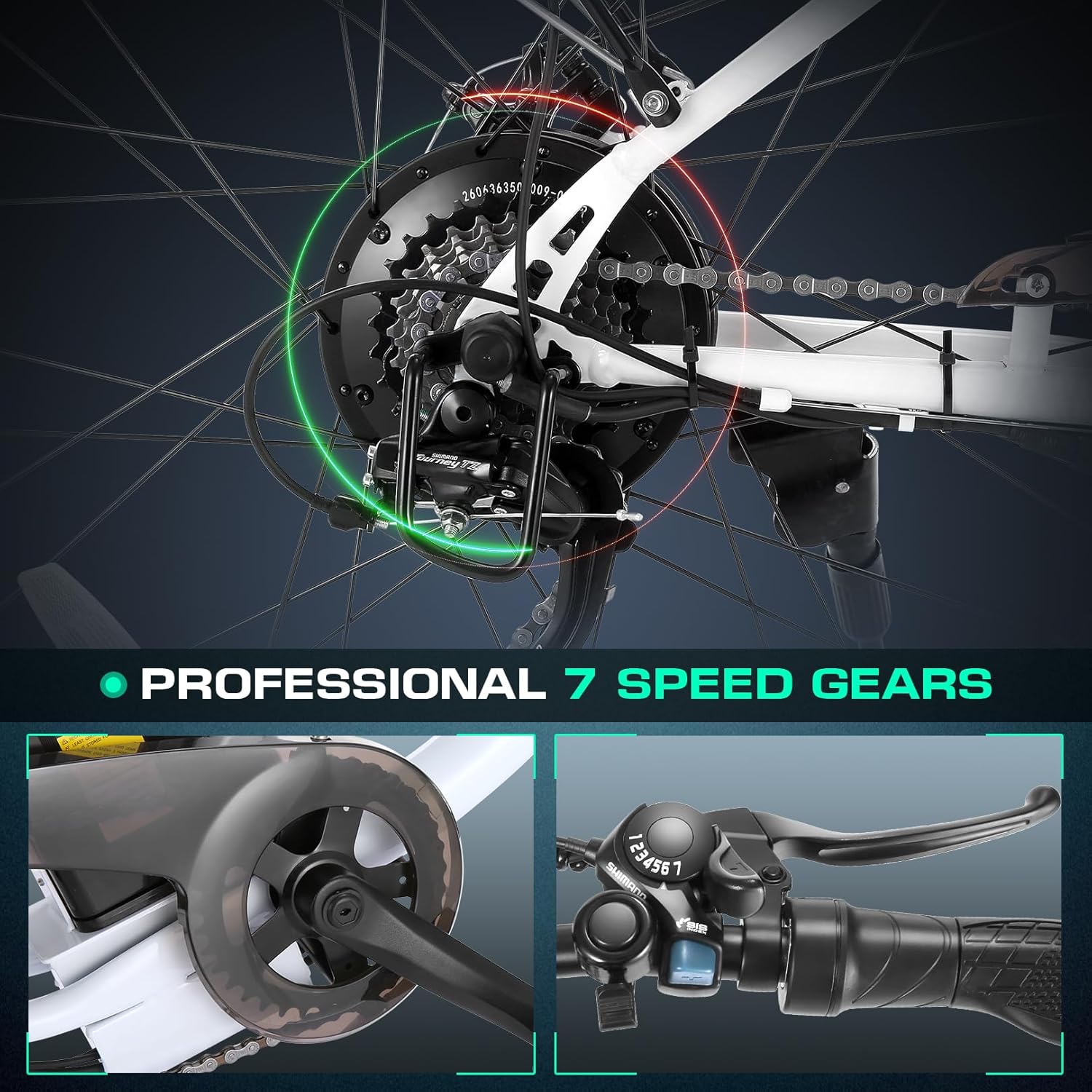 Vivi Electric Bike, 26" Electric Cruiser Bike 1000W Peak Ebike 22MPH Electric Bike for Adults, 48V Removable Battery, Cruise Control, 7 Speed Electric City Commuter Bicycle, SGS Certified to UL2849