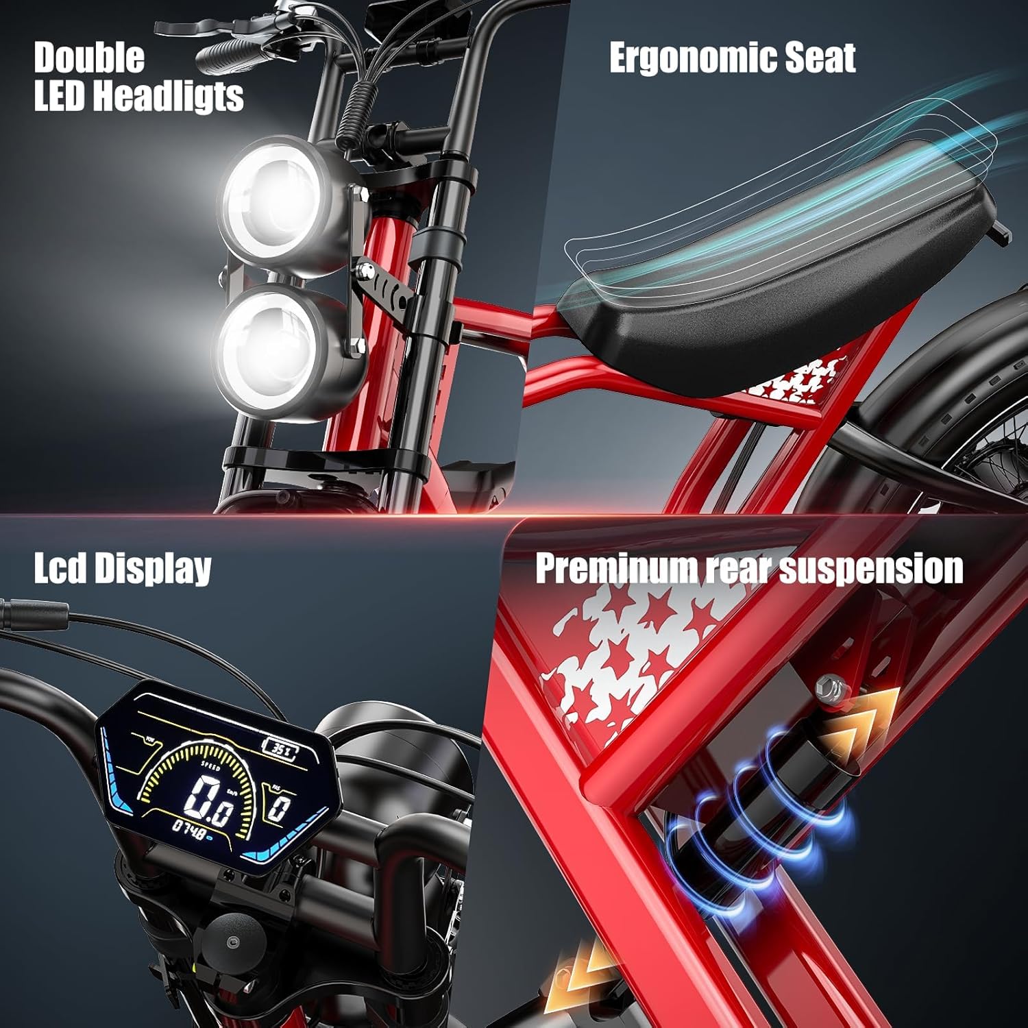 ES2 Max Electric Bike, 22.5 Ah Super Battery Ebike, Peak 1160W Premium Power Motor Ebikes, Up to 32MPH and 100 Miles, 7-Speed 20" Fat Tire All Terrain Electric Bike for Adults UL 2849 Certified