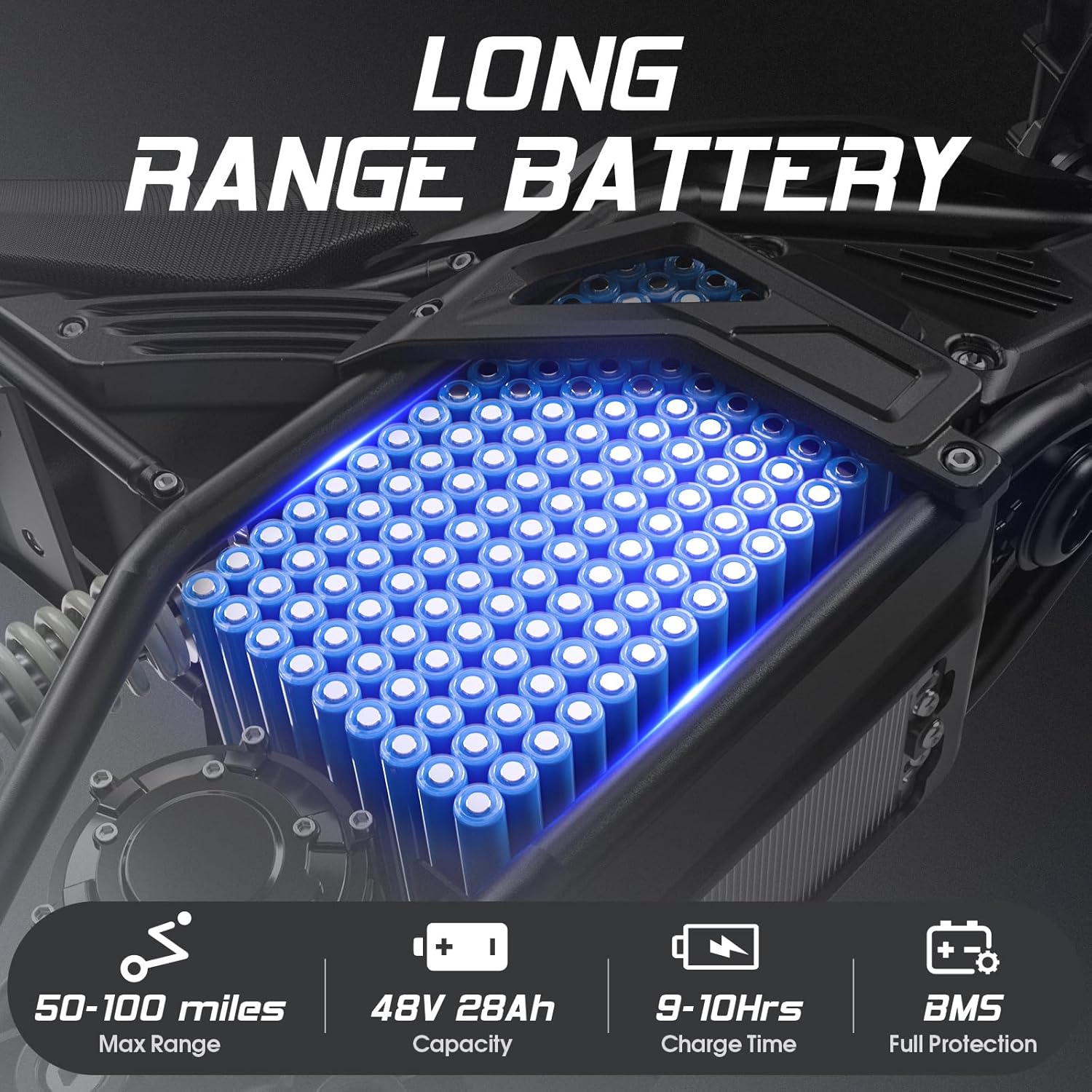 Seemoon Electric Dirt Bike for Adults,2000W Motor,17"Fat Tire Electric Motorcycle|48V 28Ah|28MPH Speed|Up to 100 Miles Range|Hydraulic Brakes|Mountain Off-Road Ebike|IP54 Waterproof|Fit Age 16+