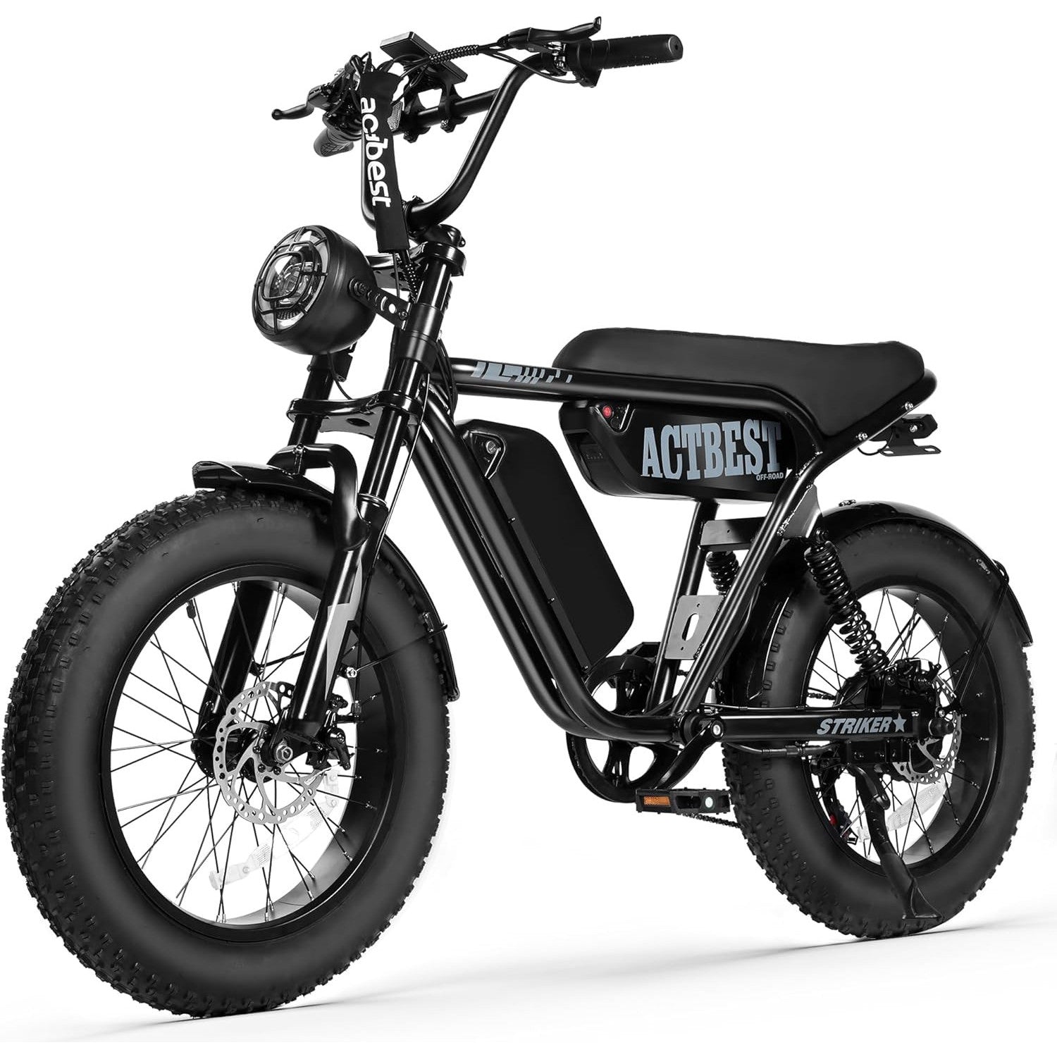 ACTBEST Blaze 16"/20" Fat Tire Electric Bike for Adults/Teens, 1200W/1500W Peak Motor, 25MPH/28MPH & 55-75 Miles Long Range, UL2849 Certified, Full Suspension All-Terrain eBike for Mountain,Snow,Sand